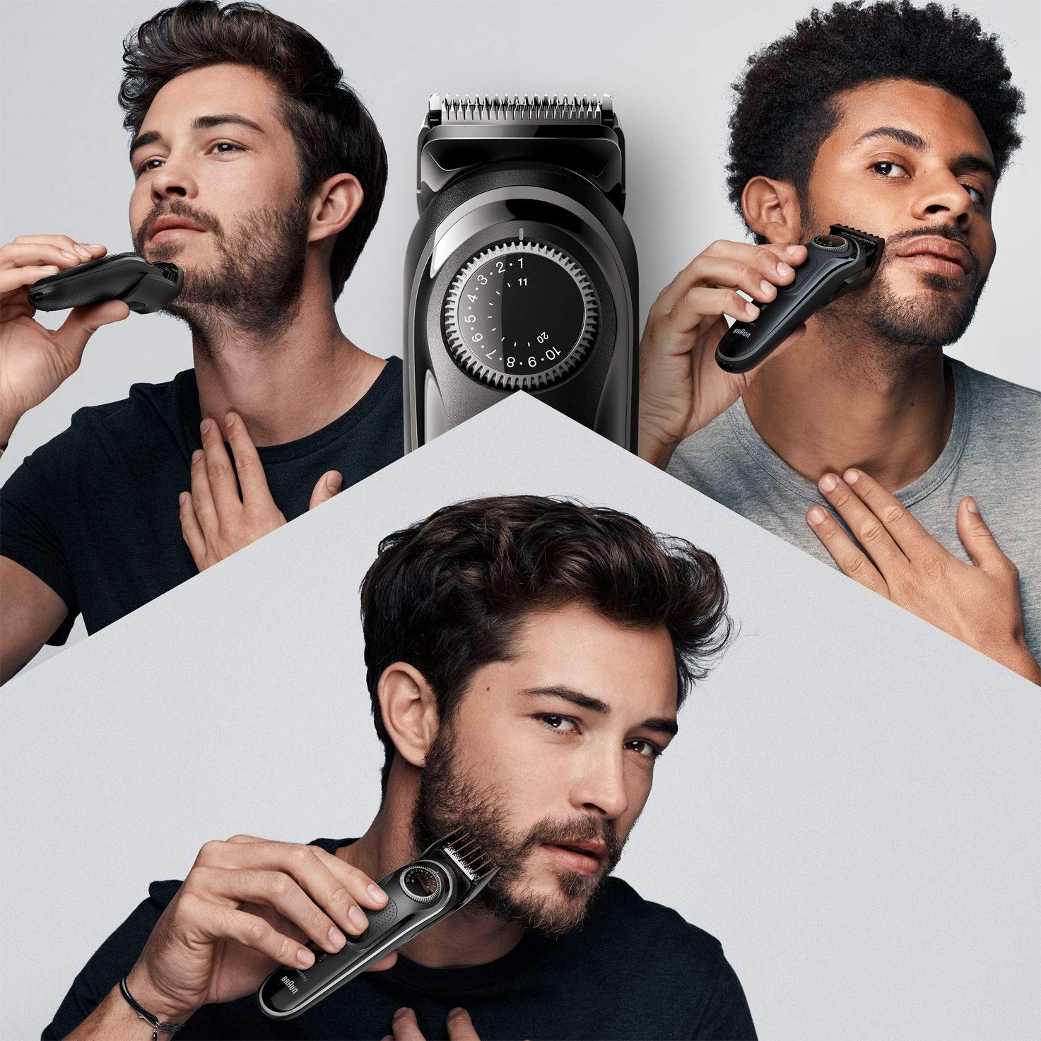 Braun Beard Trimmer 5 BT5342 - Tagliacapelli da uomo, per viso, lame affidabili, 39 impostazioni di lunghezza, nero/grigio
