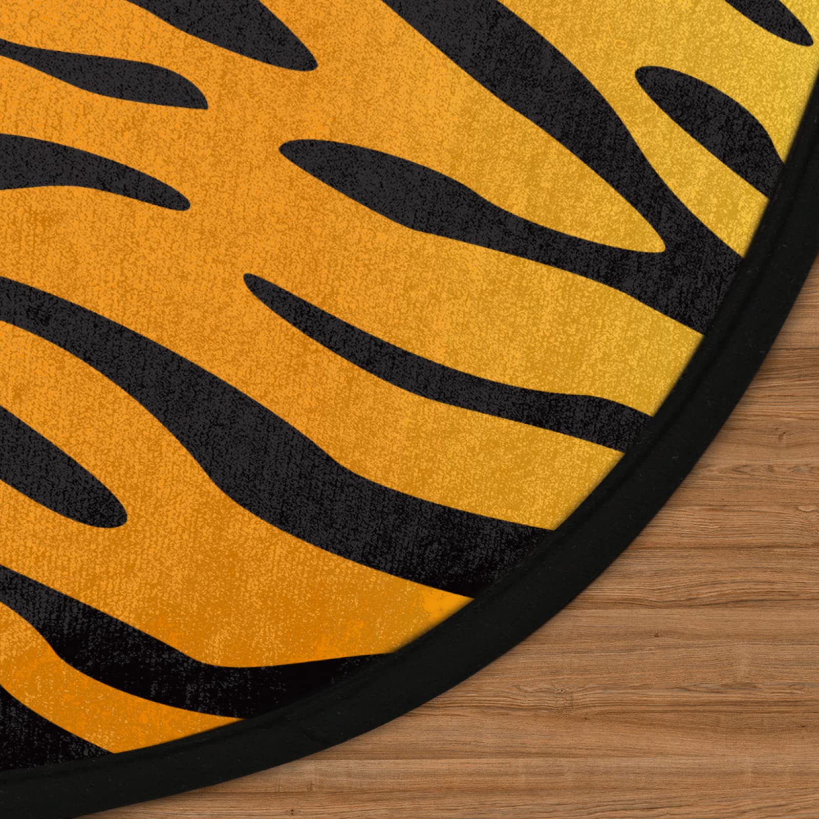 Tapis rond à rayures de tigre de 91,4 cm, lavable en machine, texture tigrée, antidérapant, doux, pour salon, chambre d'enfant, décoration de chambre d'enfant
