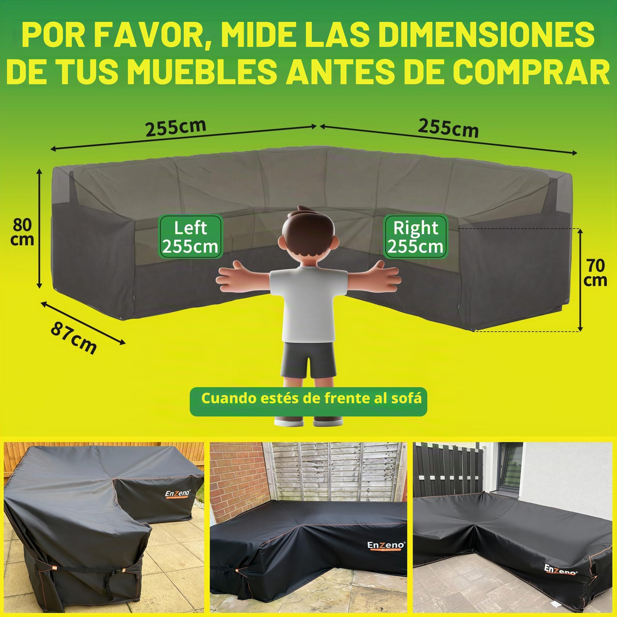 Funda Muebles Sofa Impermeable, Tela Oxford 600D Exterior Jardin Cubre Sofá Esquinero, Chaise Longe y Jardín