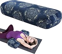 MABOZOO Rectangular Yoga Bolster Pillow for Restorative Yoga, Meditation & Stretches - Durable Foam Cushion with Washable Velvet Cover & Carry Handle
