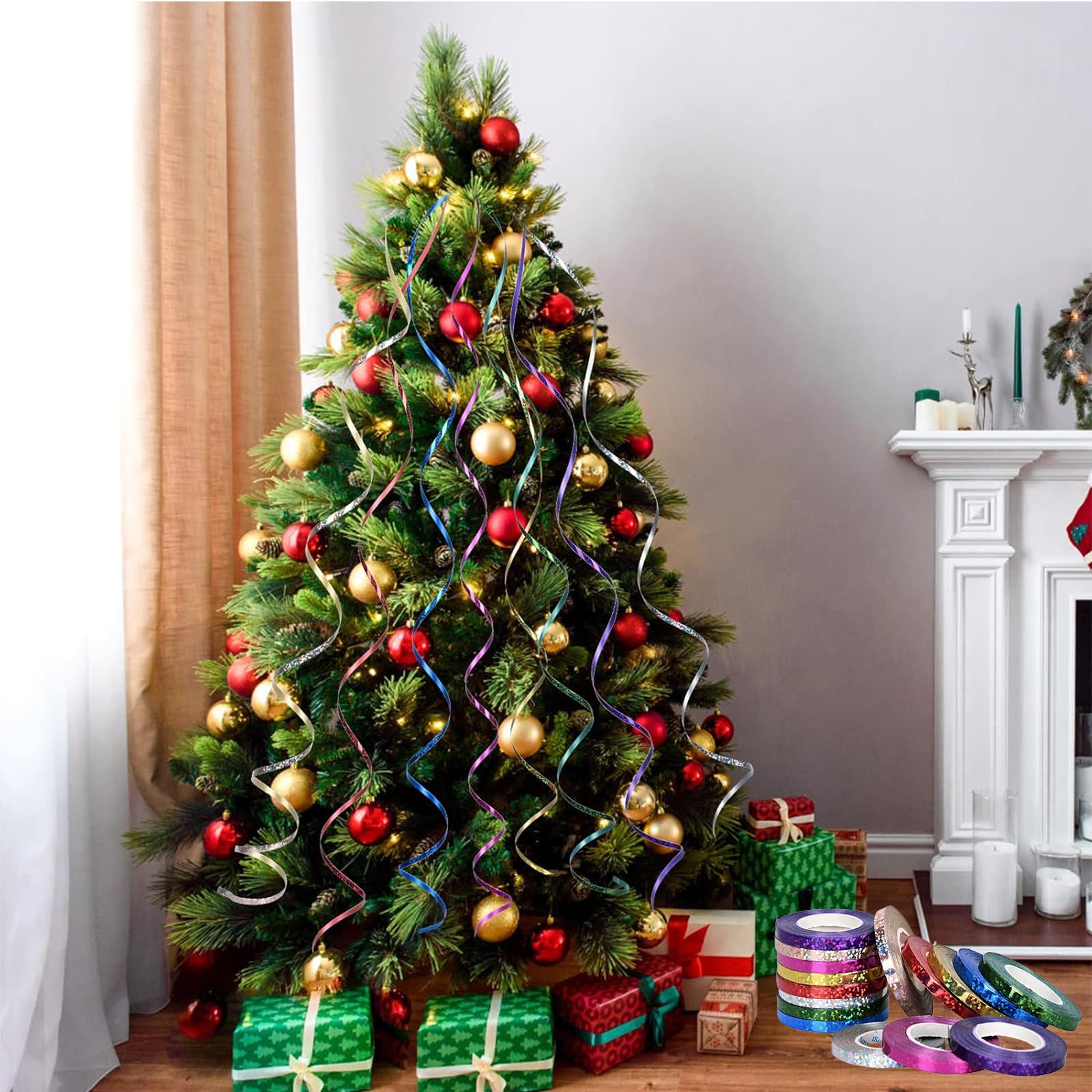 200m Ruban Argent 5mm,Ruban Bouclé Pour Ballon Anneau Bouquets Couture