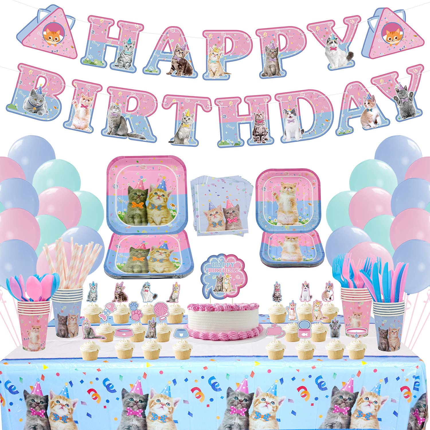 Buy Cat Party Decorations Supplies Set, Kitten Disposable Dinnerware