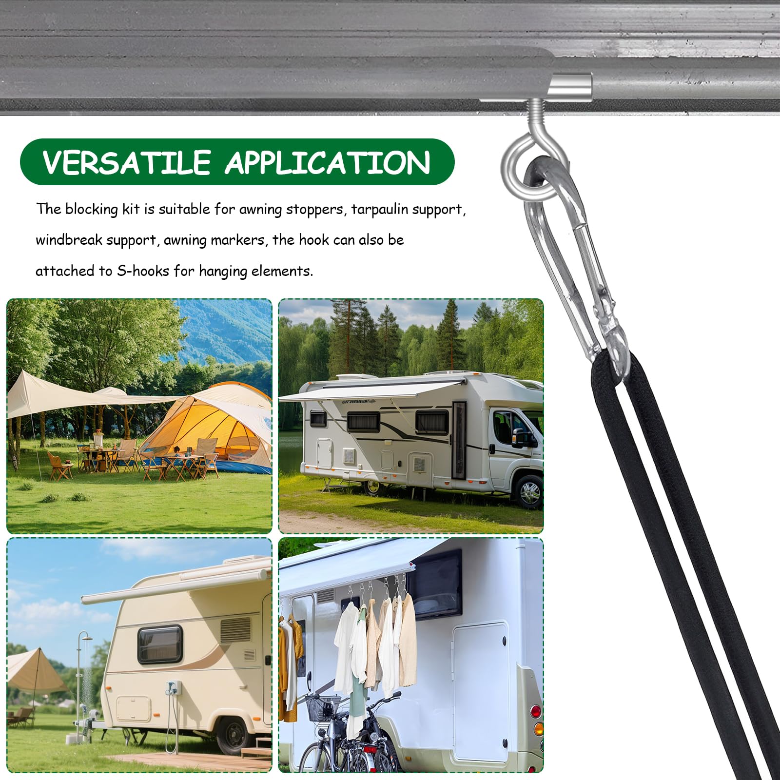 5 Paquetes Gancho Topes para Riel Toldo, Ganchos de Topes de Ribete 8-10 mm, Tope de Refuerzo Ganchos de acero inox para Rieles de Toldo RV Gancho para Campaña Casas Móviles Autocaravanas Accesorios — view 5