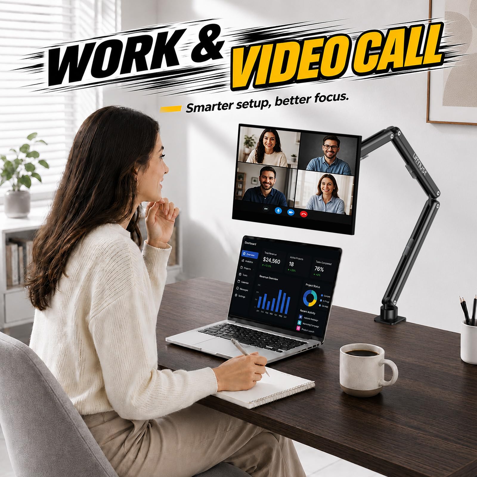Urmust Tablet Halterung Tisch mit Klemme, Magnetischer VESA Monitorständer