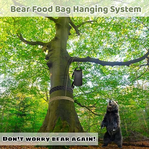 Miniatura 5 de Sistema de colgar bolsas de comida para osos, kit ultraligero para bolsas de oso de campamento que incluye bolsa de oso impermeable de 10 L, sistema