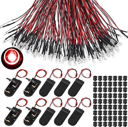 Riakrum Kit de 220 luces LED de 12 V, 100 diodos emisores precableados, luces LED individuales con 100 soportes LED de plástico, 20 soportes de