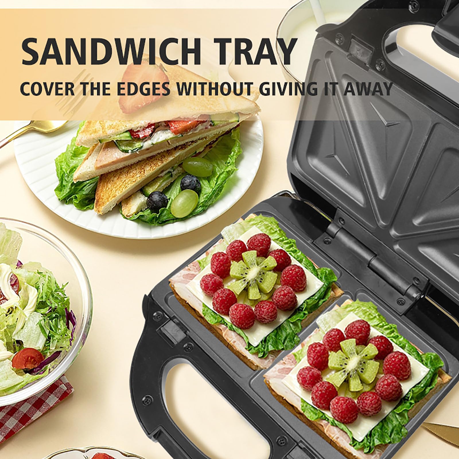 Máquina para hacer gofres 3 en 1, bandejas de cocción antiadherentes con 3 sartenes, tostadora para sándwiches de fácil operación para hacer gofres, sándwiches y croquetas de patata individualmente