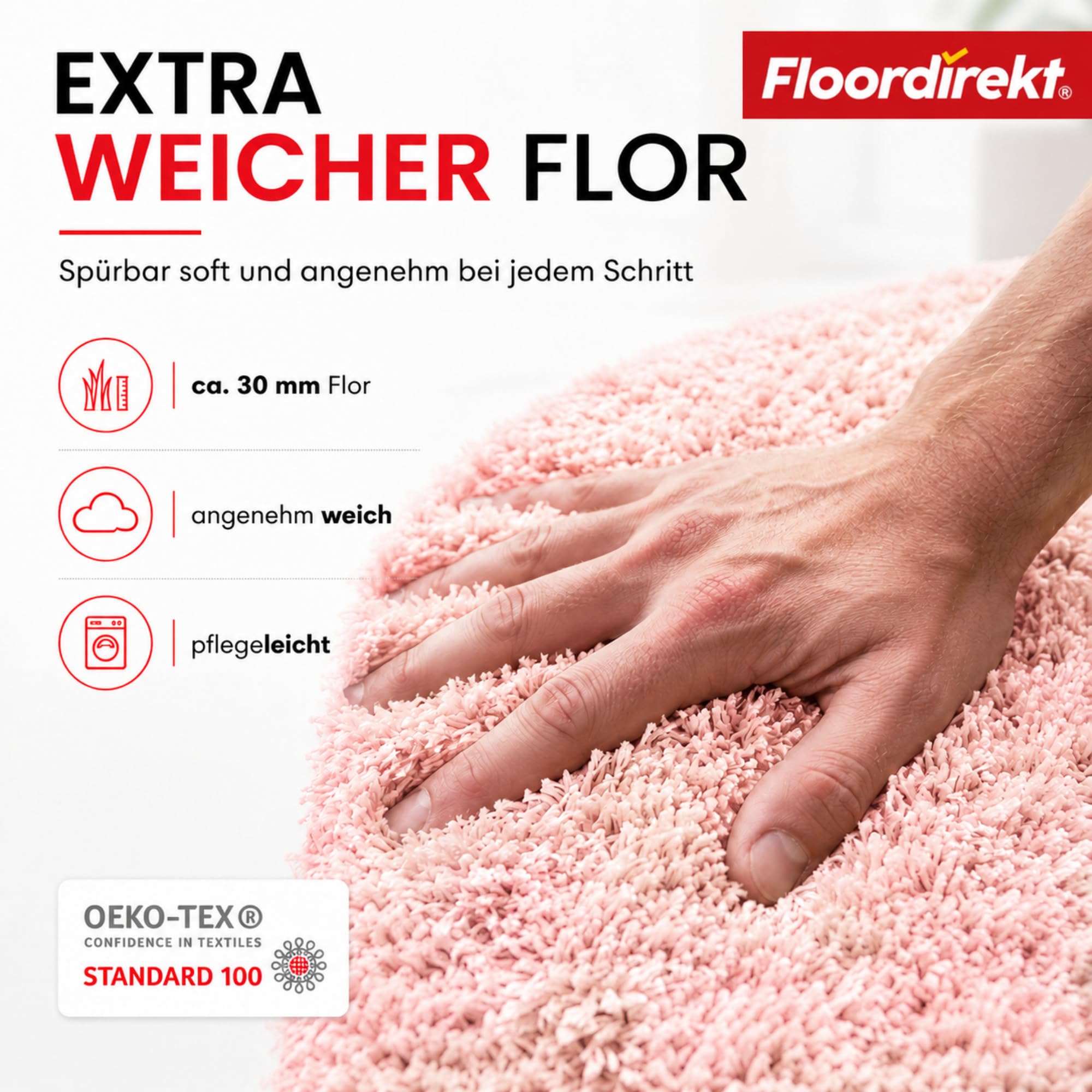 Alfombra de baño Sky | Alfombra de baño | Suave y densa | Antideslizante y de Secado rápido | Adecuado para calefacción por Suelo Radiante | Rectangular y Redondo (80 x 150 cm, Rosa)