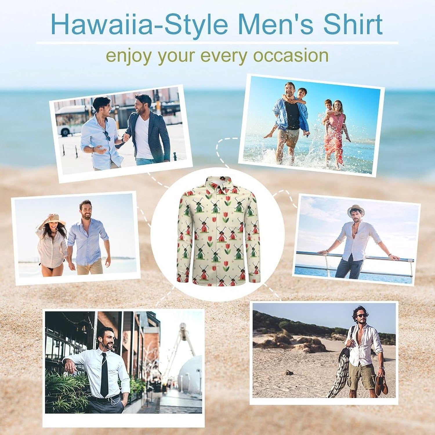 Men's Long Sleeve Shirts Button Down Shirt Business Casual Dress V Neck Loose Tops with Pocket