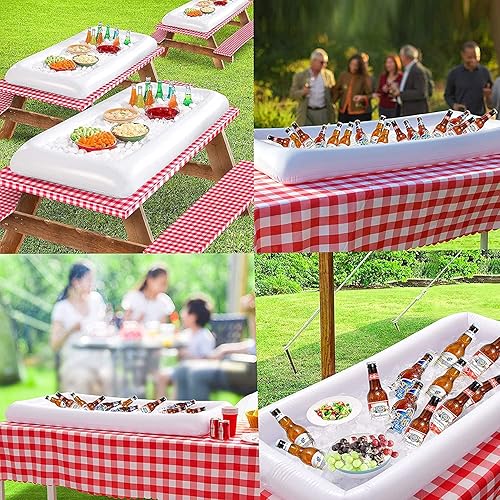 Miniatura 7 de Barra inflable de bufé para servir hielo con tapón de drenaje, barbacoa, picnic, piscina, suministros de fiesta, bufé, ensalada, alimentos y