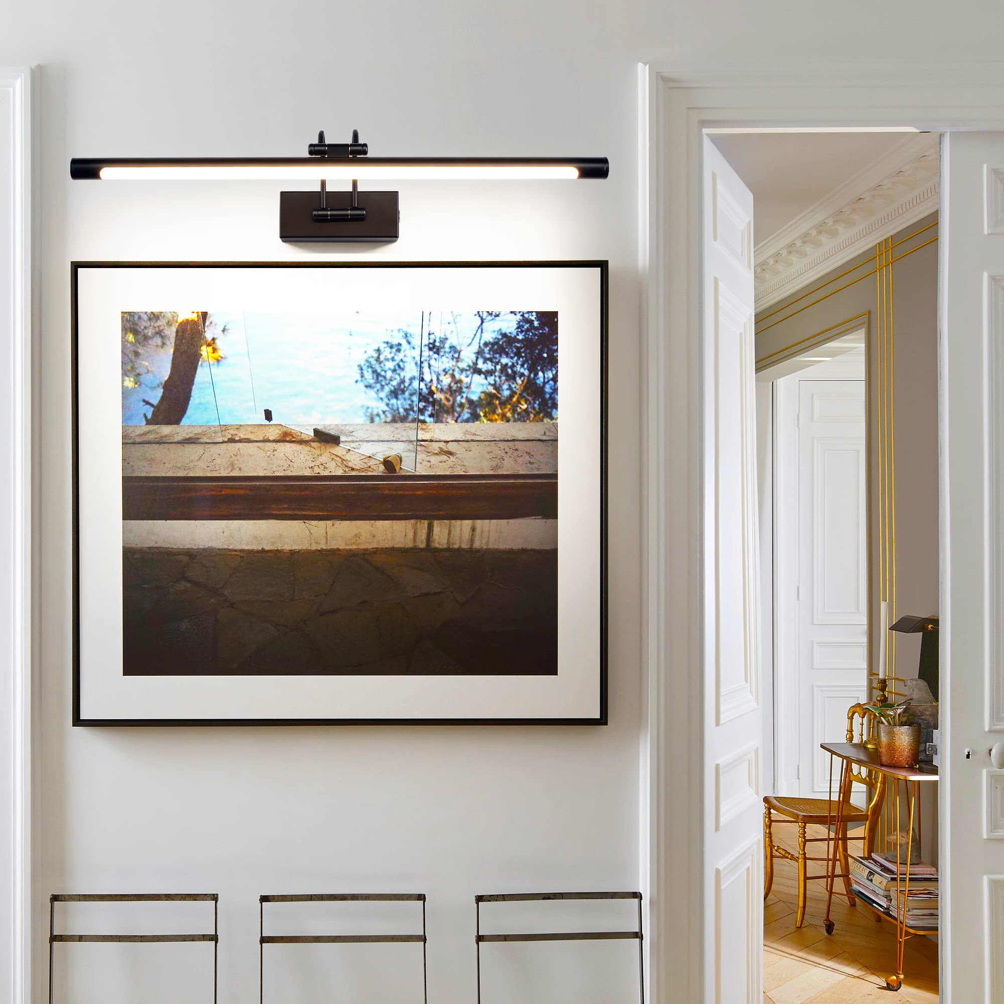 LED Spiegelleuchte Badezimmer 60cm 12W 3 Farbtemperaturen Dimmbar Stufenlos Dimmbar LED Bilderleuchte mit Schwenkbarem Lampenkopf Wandleuchte Arc Arm Spiegel Beleuchtung Lampe