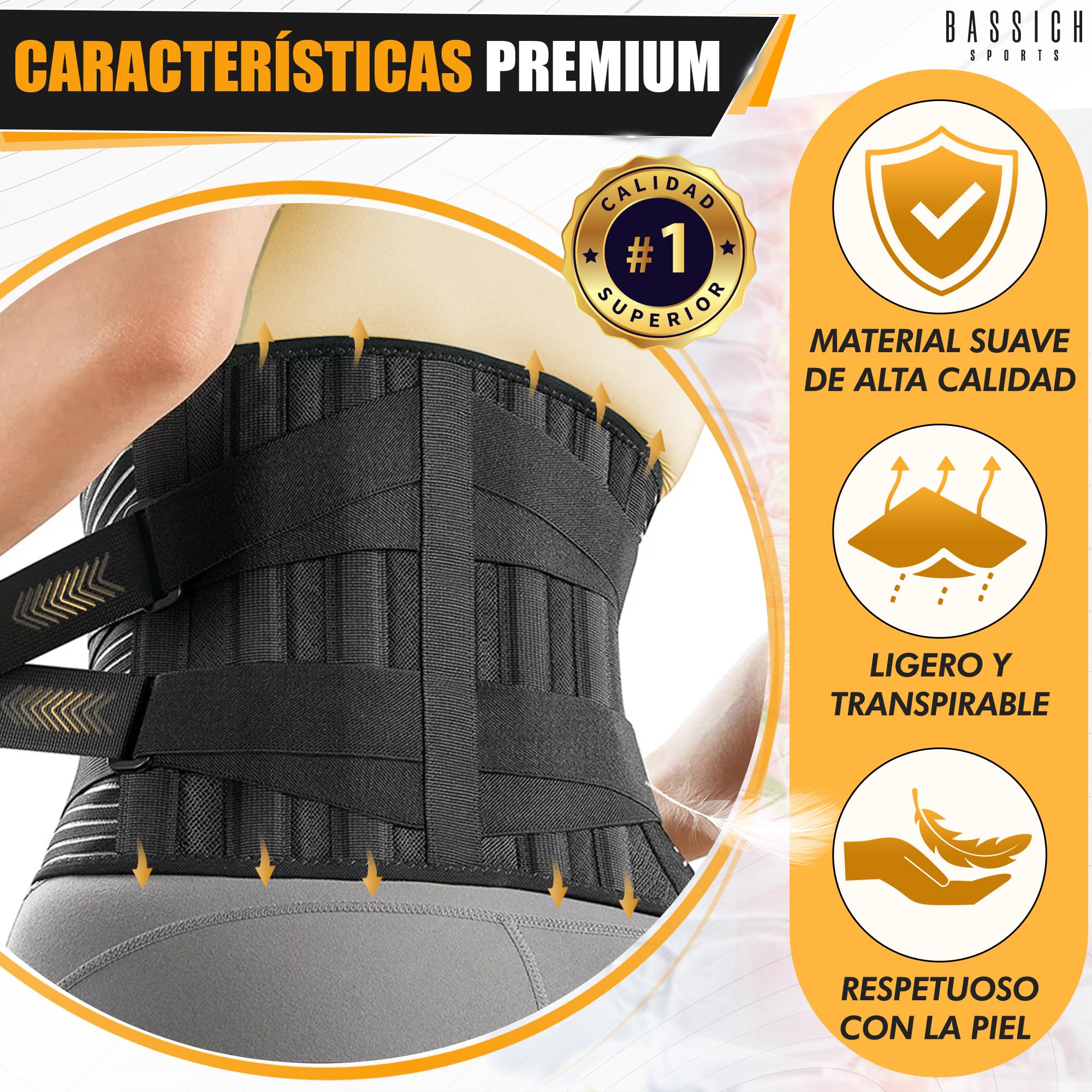 Faja Lumbar Hombre y Mujer para Trabajo y Uso Diario – Soporte Lumbar Ajustable, Cómoda y Resistente | Mayor Anchura en Espalda | Presentación Premium