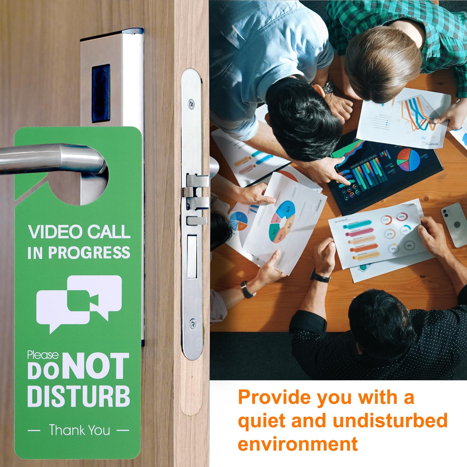 PATIKIL Do Not Disturb Door Hanger Sign, 2 Pcs PVC Double Sided Video Call in Progress Door Sign Decor for Office Meeting - Image 4