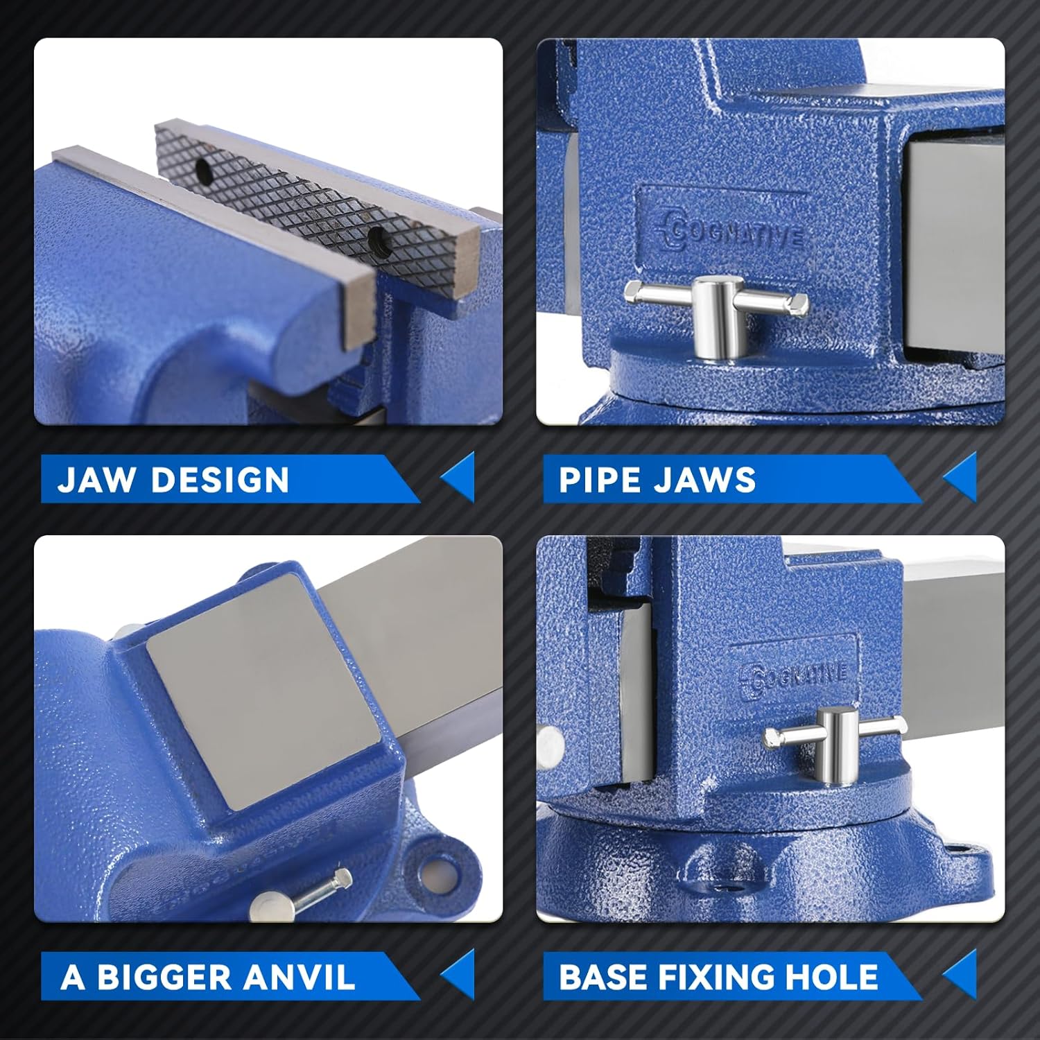 5-Inch Heavy Duty Bench Vise Ductile Iron Bench Vise 360° Multi-Purpose Bench Vice with Anvil, Clamp force 4000KG, Blue