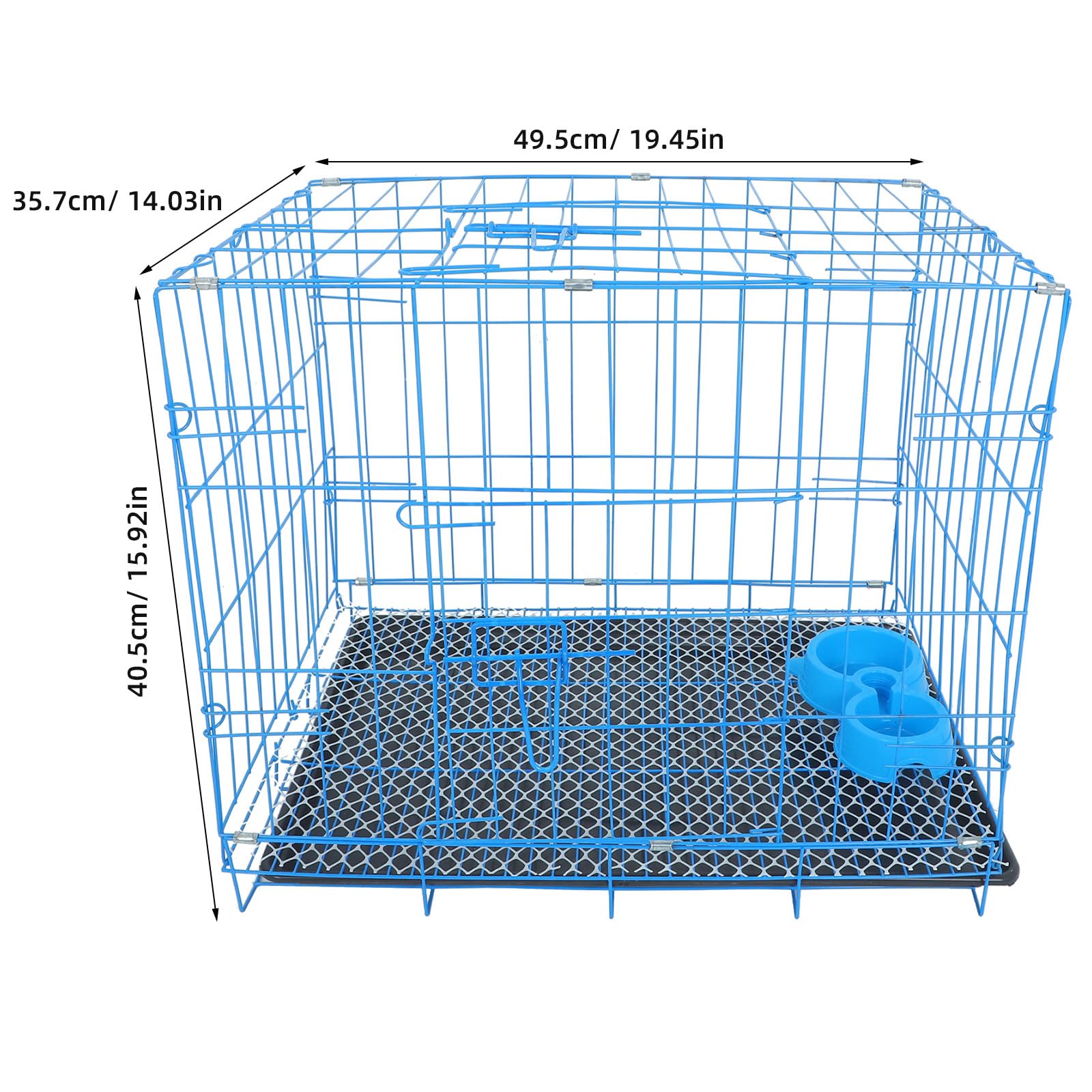 Gabbia per cani: gabbia portatile pieghevole per cani, ideale per viaggi e uso domestico - Cuccia per cuccioli con vassoio di base, tappetino e ciotola per il cibo - 19,5 x 15,9 x 14