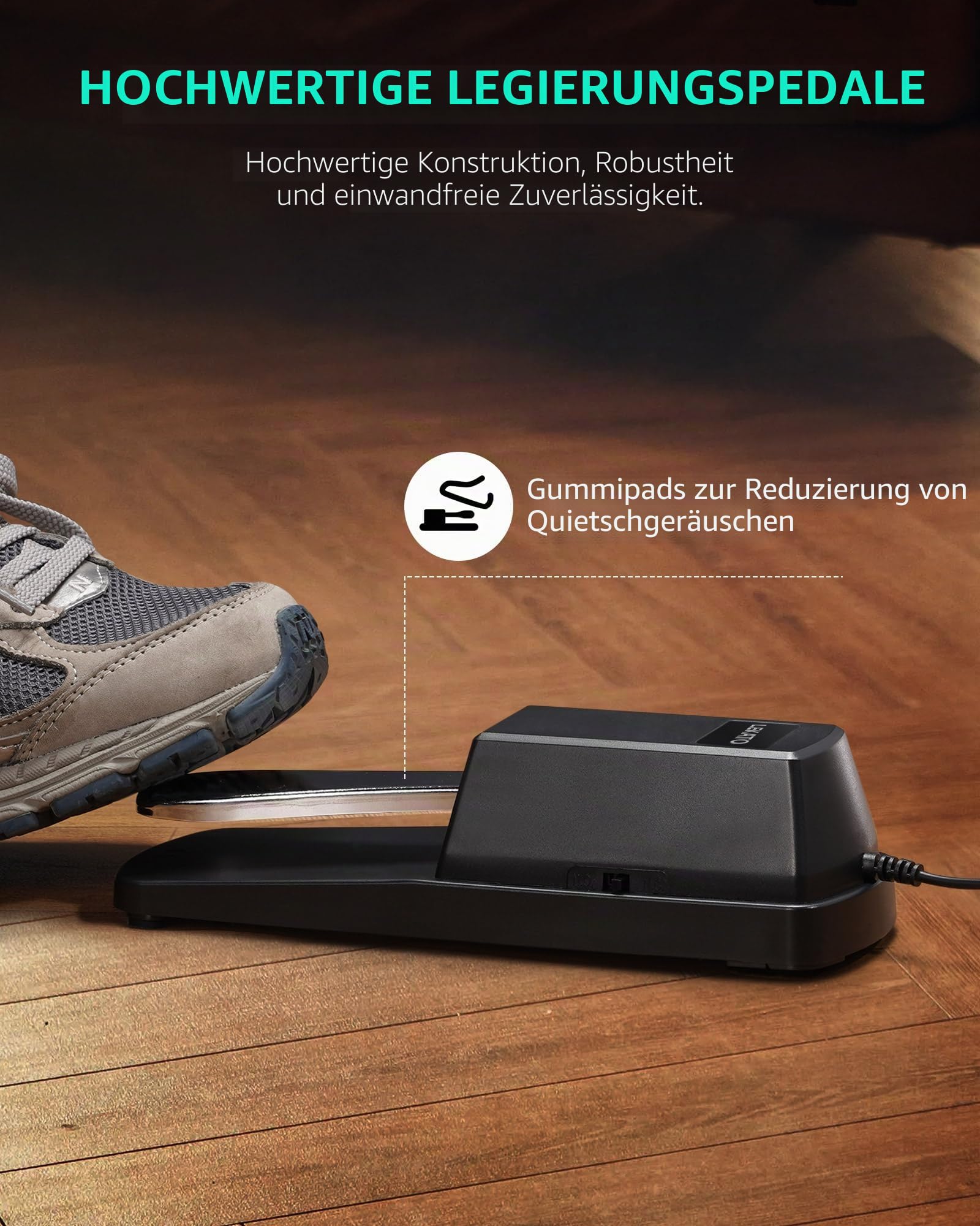 LEKATO Universelles Sustain Pedal für Keyboard, Klavier-Fußpedal mit Polaritätsschalter für elektronische Keyboards, MIDI-Keyboards, Digitalpiano, 1/4“ Eingangsstecker, 1,5m Kabel