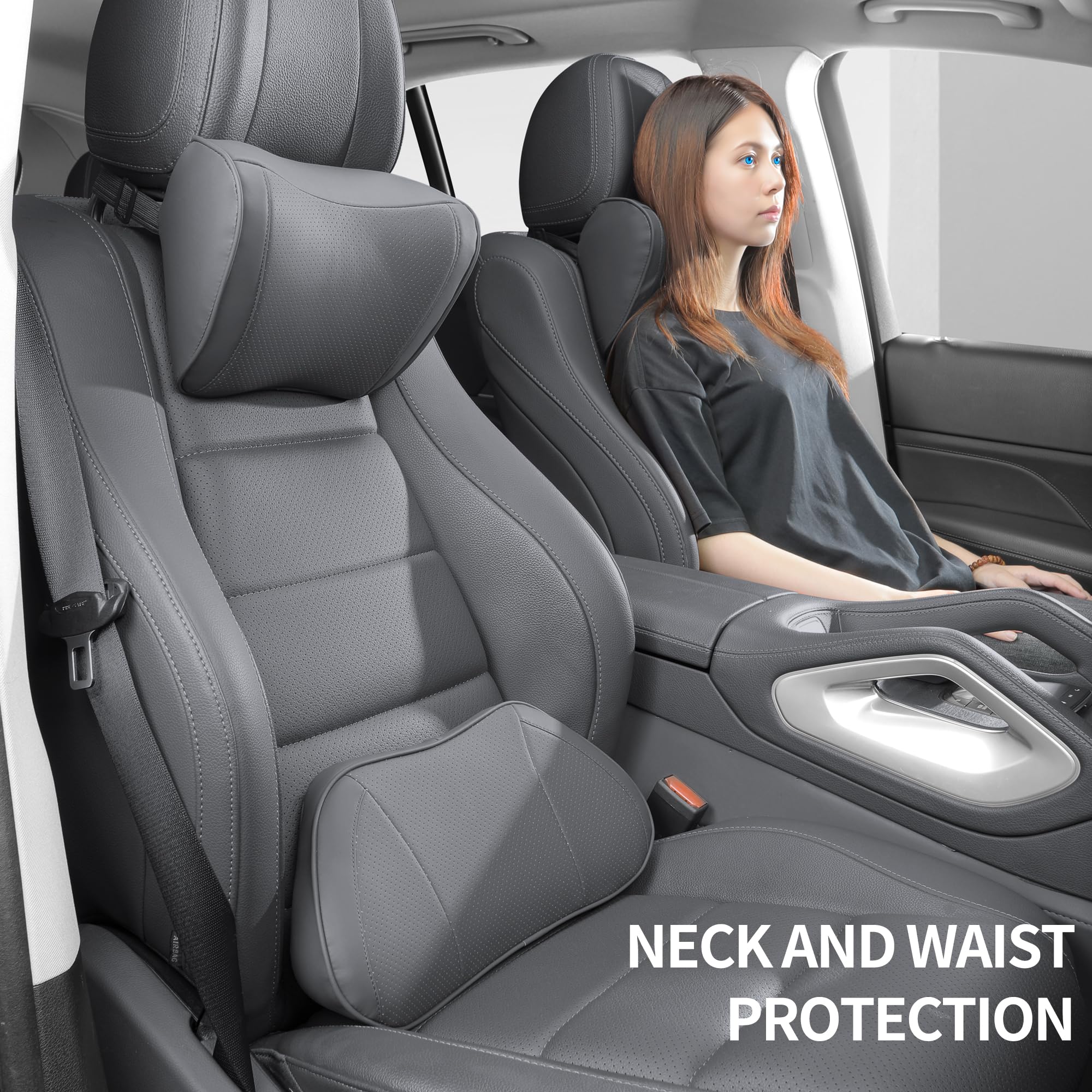 Ergonomisches Lendenkissen aus Memory Foam, RückenKissen – Verbessert Haltung & lindert Rückenschmerzen – Rückenstütze Lordosenstütze für Bürostuhl, Auto & Sofa, Grau, 1 Stück