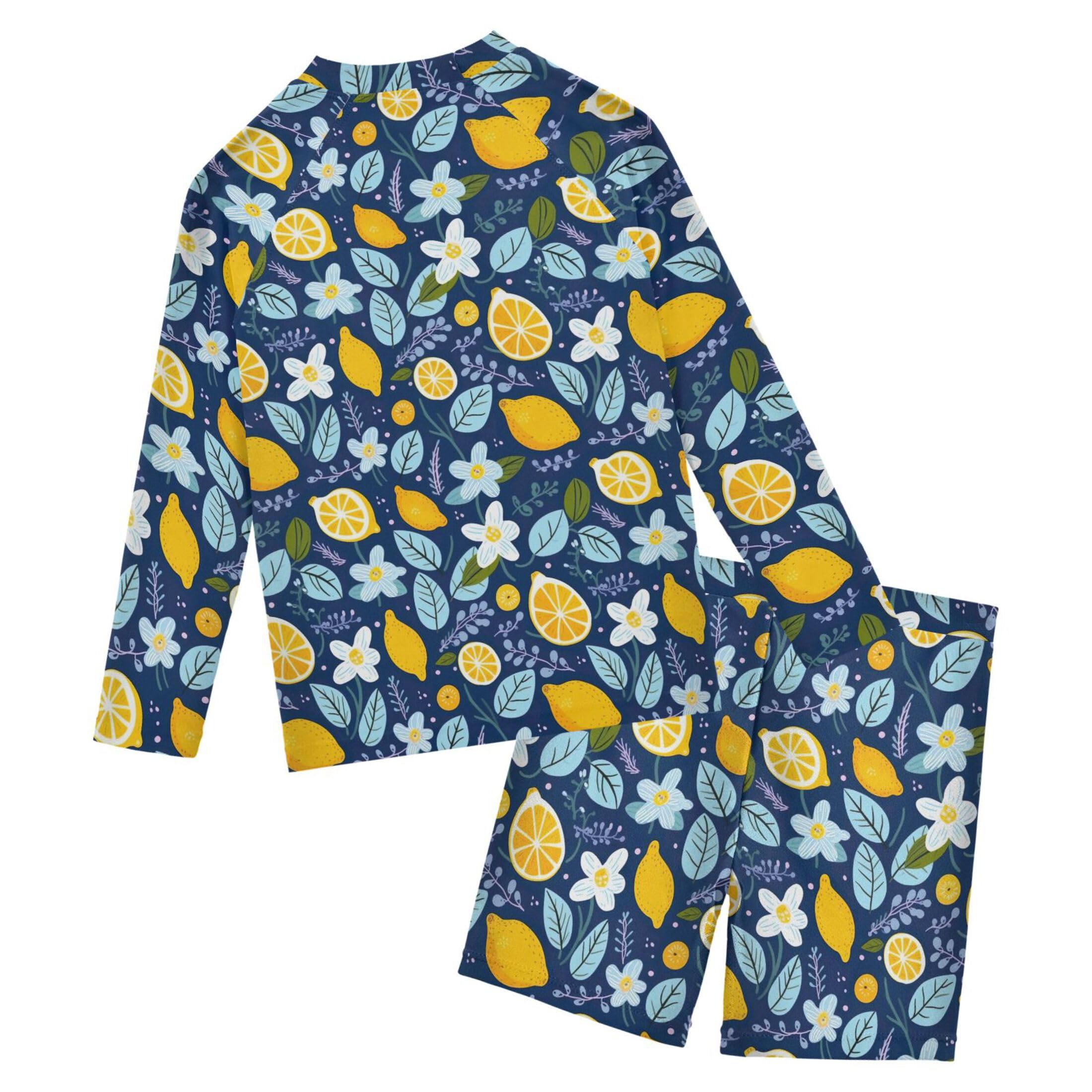 Lemon Fruit Summer Baby Boys' Toddler Long Sleeved Rashguard Swim Bathing Suit Set B0402680