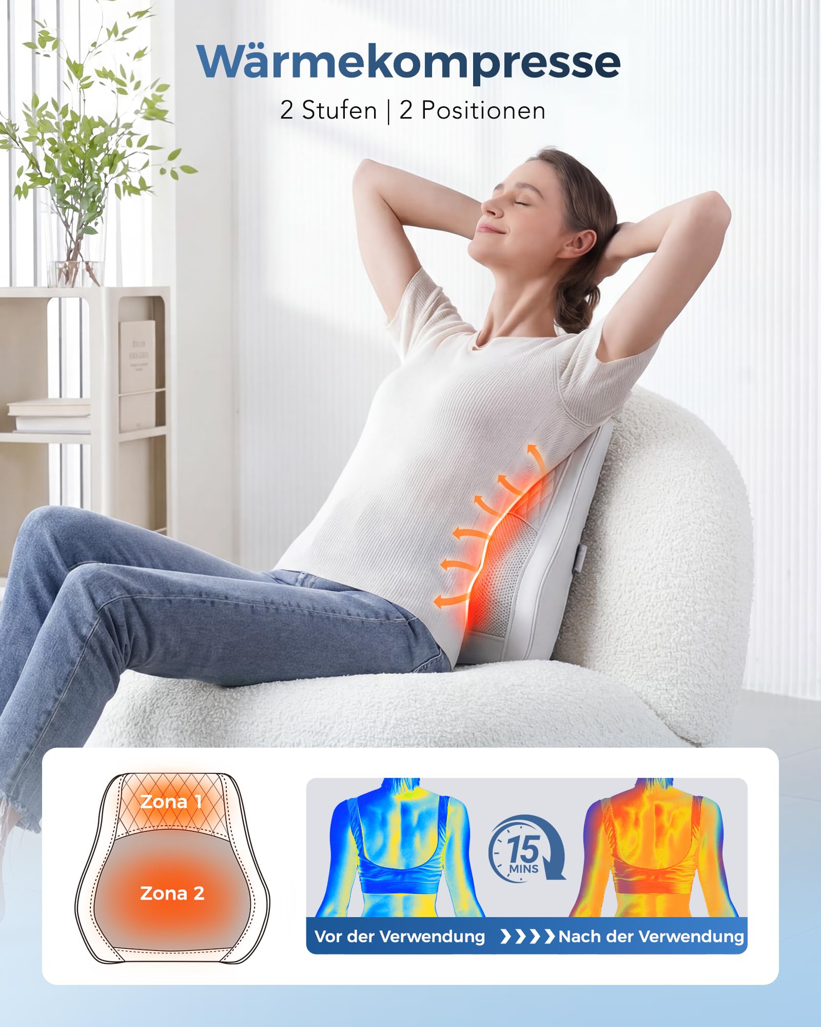 Massagegerät, Nackenmassagegerät mit Wärme, Shiatsu Massage Matte, 3D Knet Rückenmassagegerät für Nacken, Schulter, Rücken, Beine, Geschenke für Männer, Frauen, Mama, Papa, Freund, Lehrer