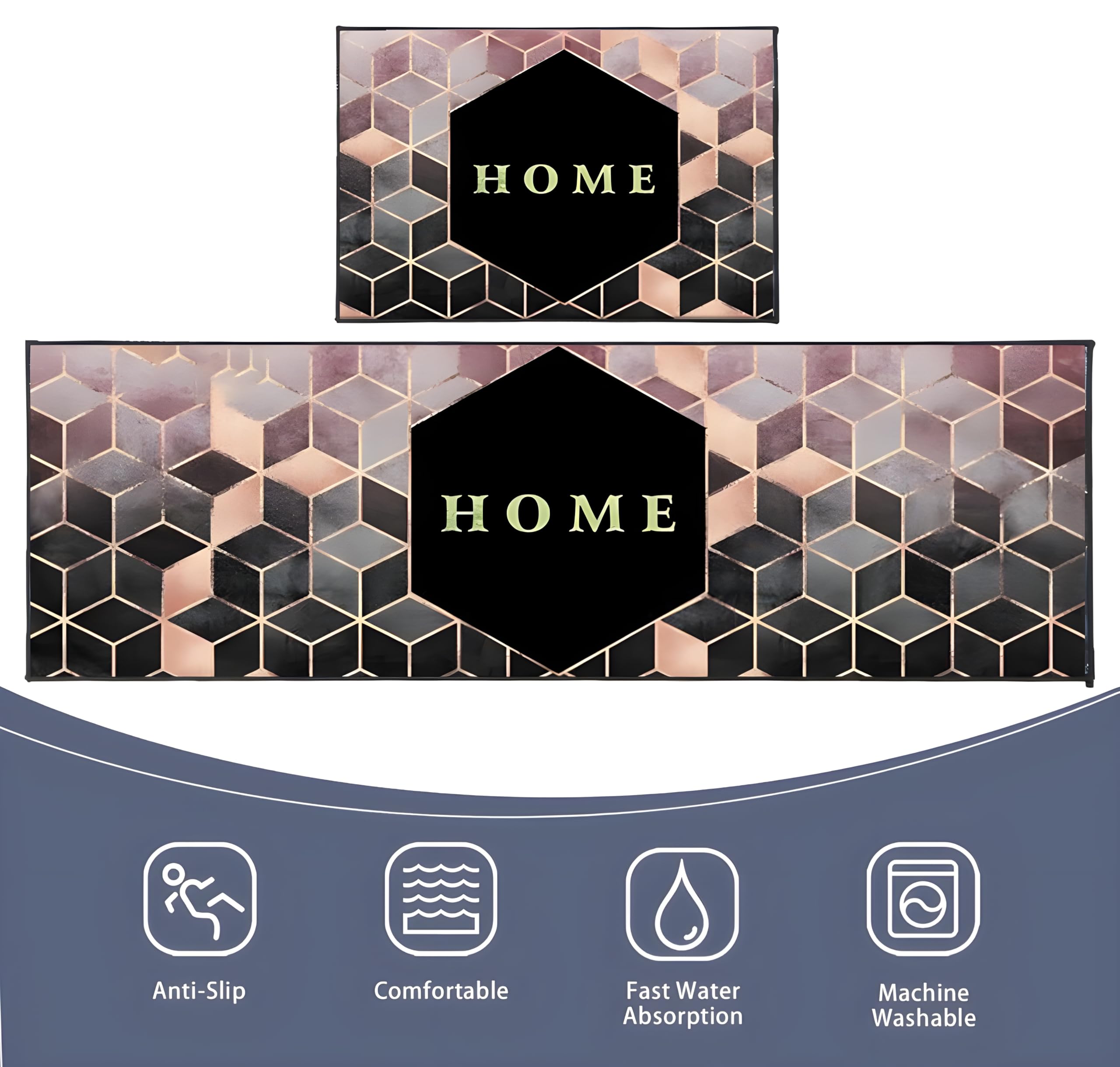 SKYTONE Kitchen Mat 2 Pcs, Waterproof Memory Foam Kitchen Rugs, Standing Desk Mat Floor Mats, Floor Cushioned Kitchen Rugs and Mats Waterproof Comfort Standing Mat,Sink (Fresh Home) 4