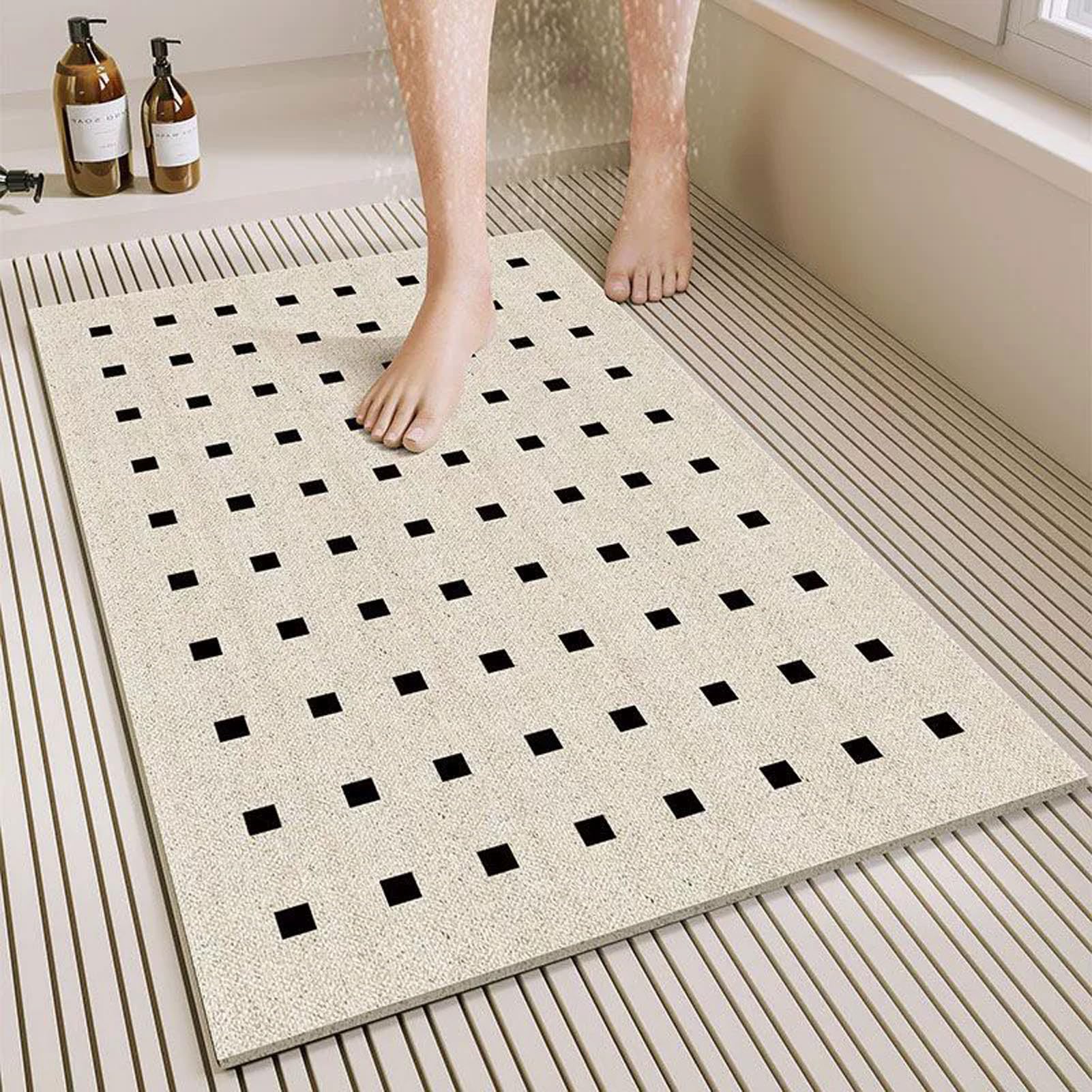 Tappetino Doccia Antiscivolo Stile Semplice Morbido Comfort PVC luffa Tappetino Antiscivolo Doccia con Foro di Scarico Alta permeabilità all'Acqua può Essere Tagliato su Misura,A4,50X120cm