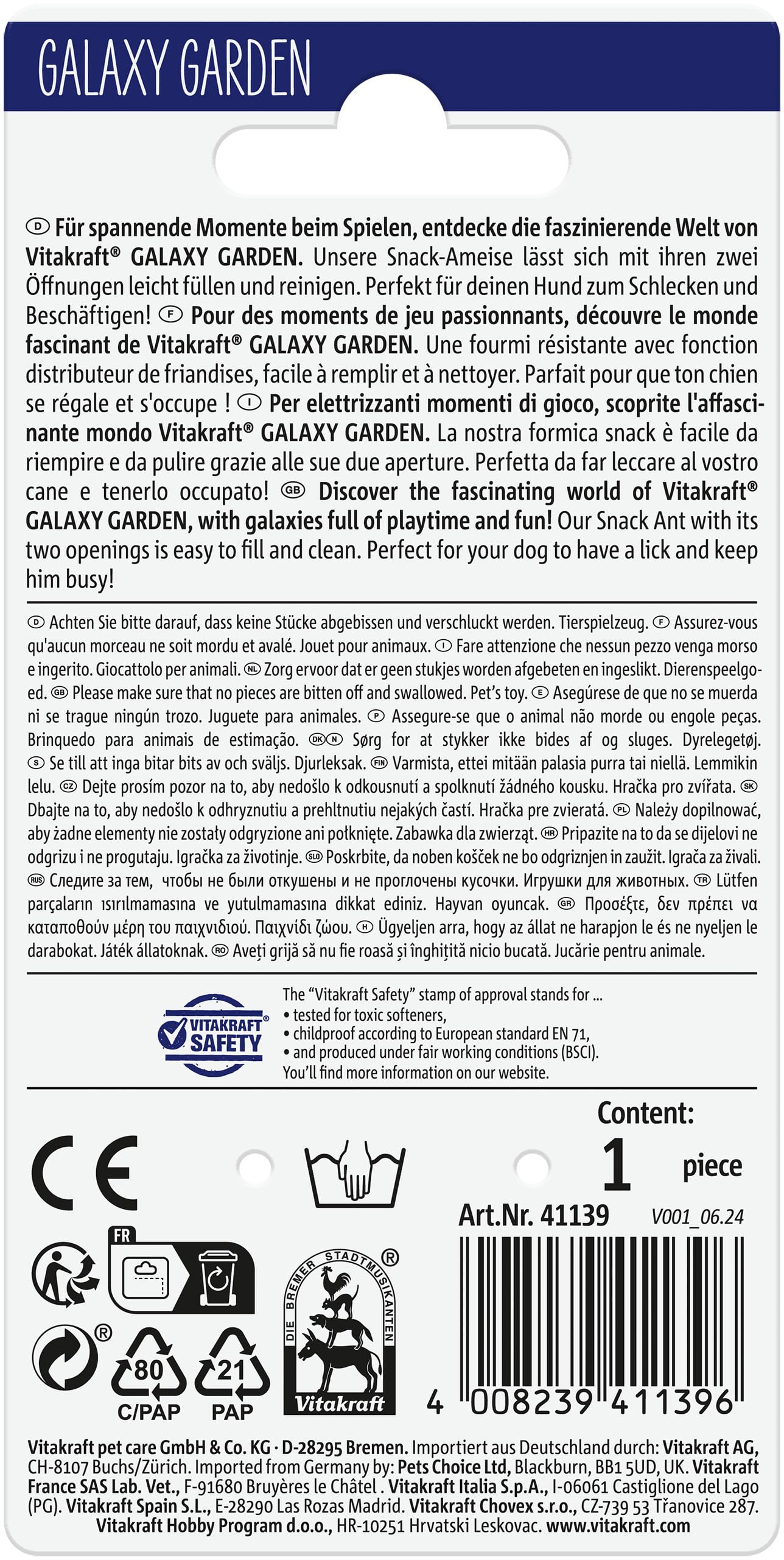 Vitakraft Galaxy Garden formica, gioco per cani, gioco interattivo per cani, riempibile con snack cane (1 pz)