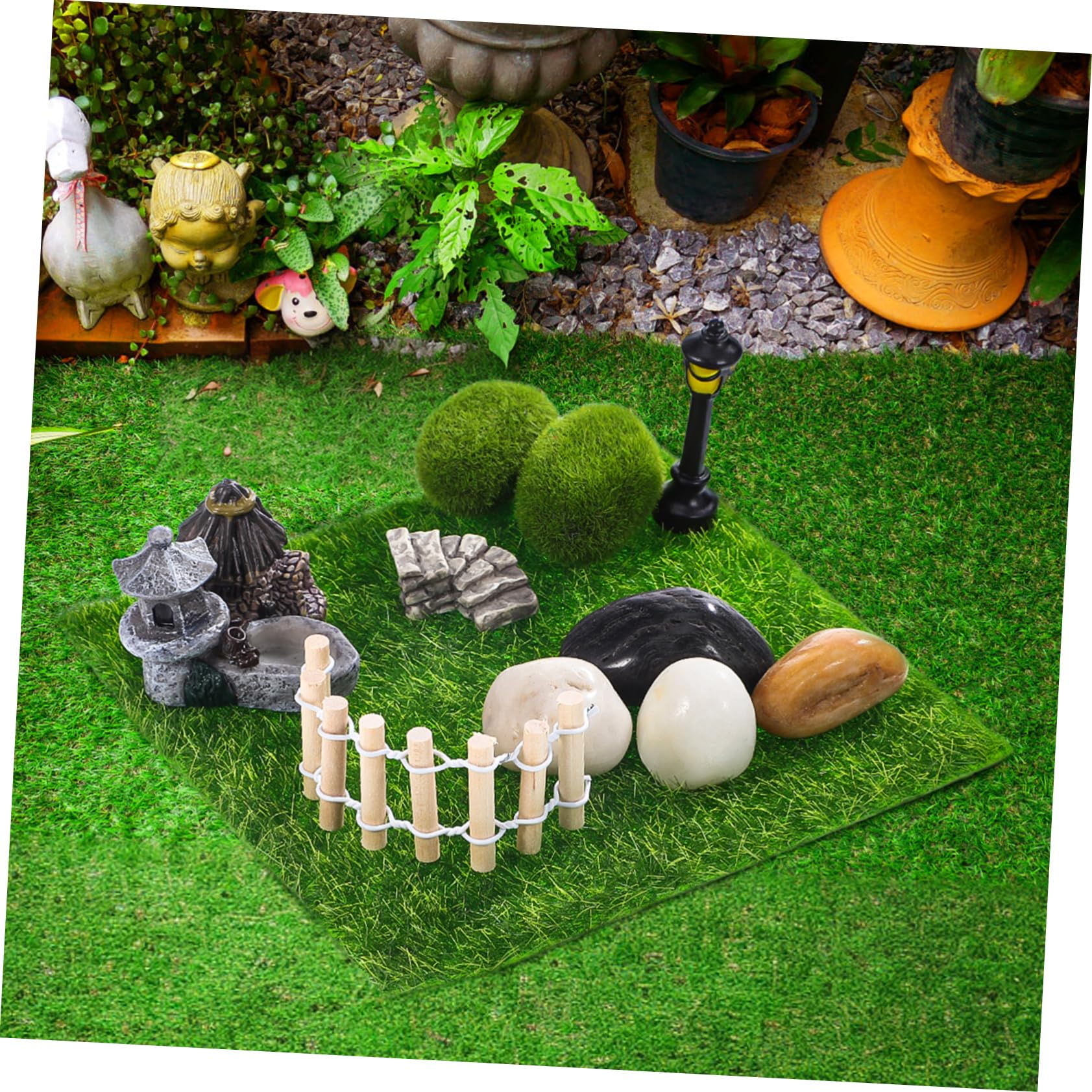 BESPORTBLE 4zestawy Miniaturowych Akcesoriów Do Ogrodu Wrzośca Elementów Plastikowe Dekoracje Do Terrarium Miniaturowe Drzewka i Kamienie Urokliwych Krajobrazów