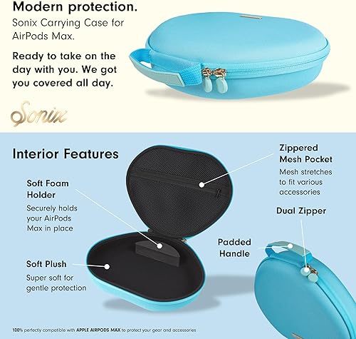 Miniatura 22 de Sonix Funda protectora para auriculares Apple AirPods Max | Estuche de transporte de viaje, bolsa de almacenamiento portátil, compatible con el modo