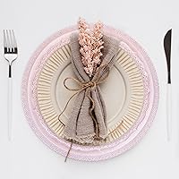 Vista 3 de Platos de carga de 13" de aluminio rosa, juego de 6 platos elegantes con relieve de encaje, platos de servidor redondos para plato de cena, juego