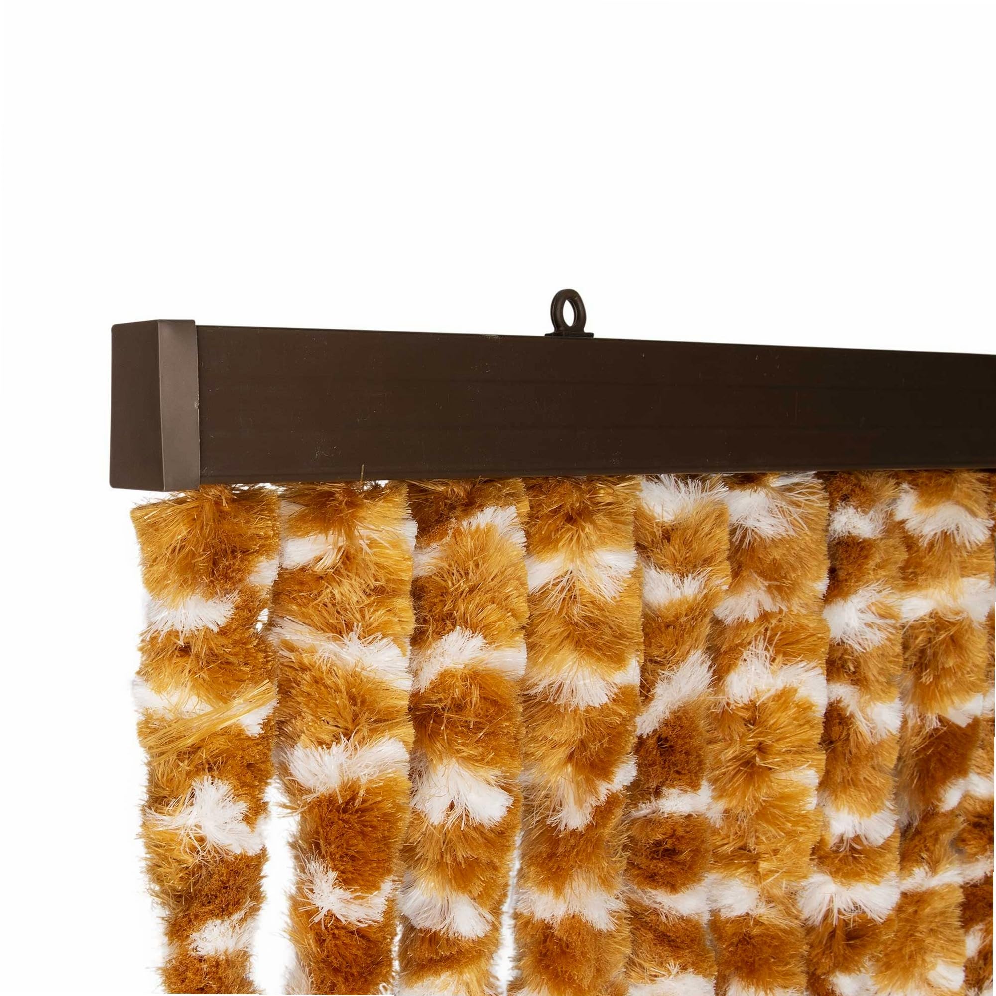 WERKA PRO Rideau Chenille Marron et Blanc - 90 x 220 cm - Protection Contre Insectes et Poussière - Tringle Ajustable et Anne
