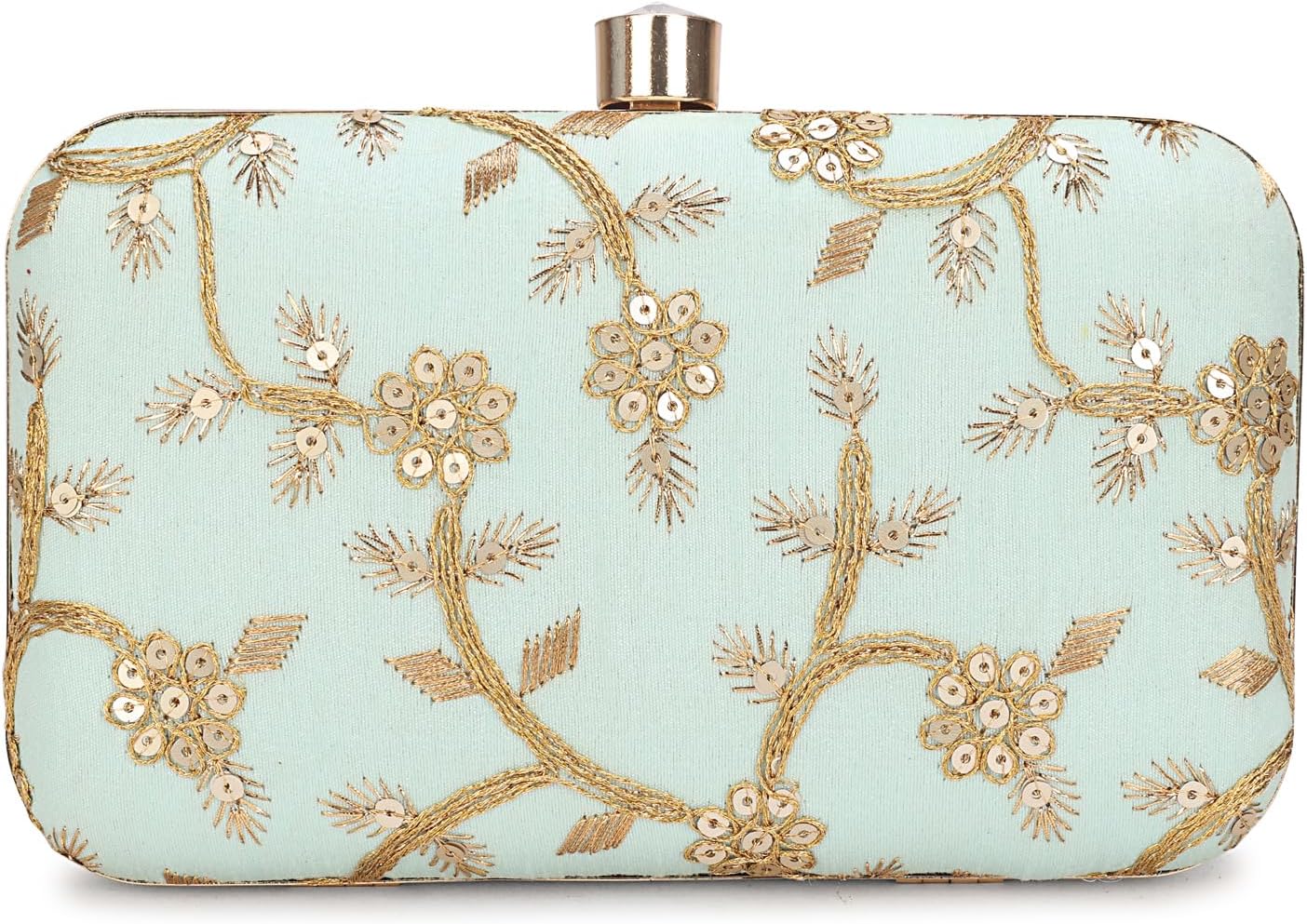 Hand Crafted Designer Box Clutch - Zari Embroidery For Women