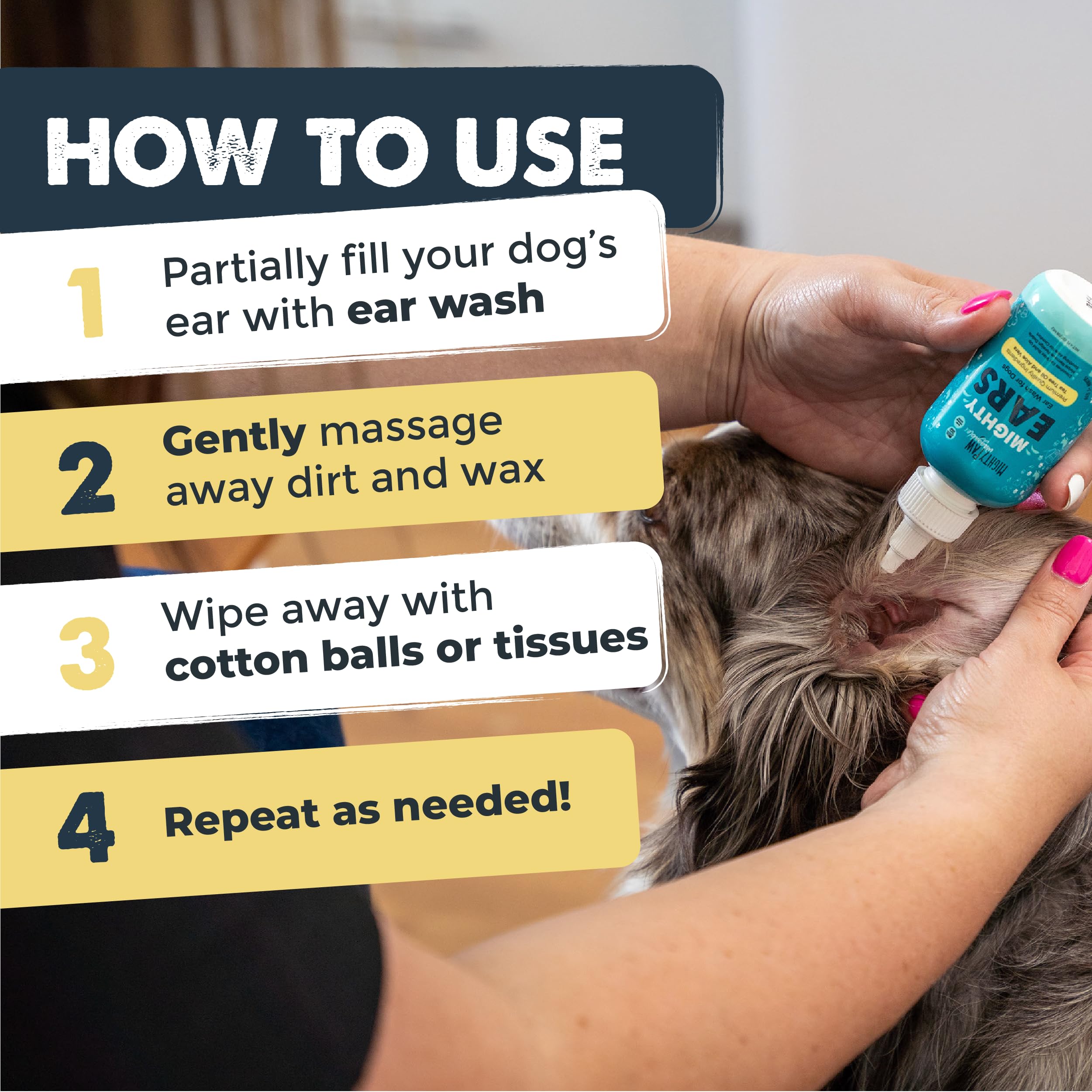 Mighty Paw Waggables Dog Ear Wash - 4 oz (Made in USA) | Cleaner Solution. Wash Cleaner Aloe Vera Pet Drops. Liquid Cleaner for Dogs. for Itchy, Yeast & Healthy Ear Canals - image 6