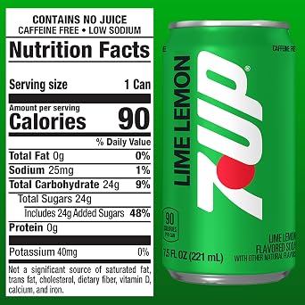 7UP Lime Lemon Soda, 7.5 Oz Mini Cans, 10 Count