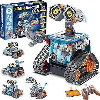 Robot Building Kit with Remote Control STEM Gifts for Kids Age 8-12, Coding Robotics Technic Toy Set for Boys' Birthday, Buildable 5-in-1 Models with 473 Pieces