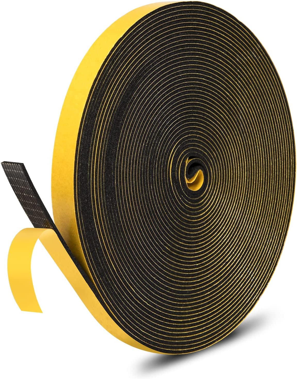 Draught Excluder Self Adhesive Foam Tape 12mm(W) x 1.5mm(T) Window Door Weather Stripping SoundProof Weather Strip Tape Seals for Gap Seal, 1 Roll, Total 10M Long Black 2
