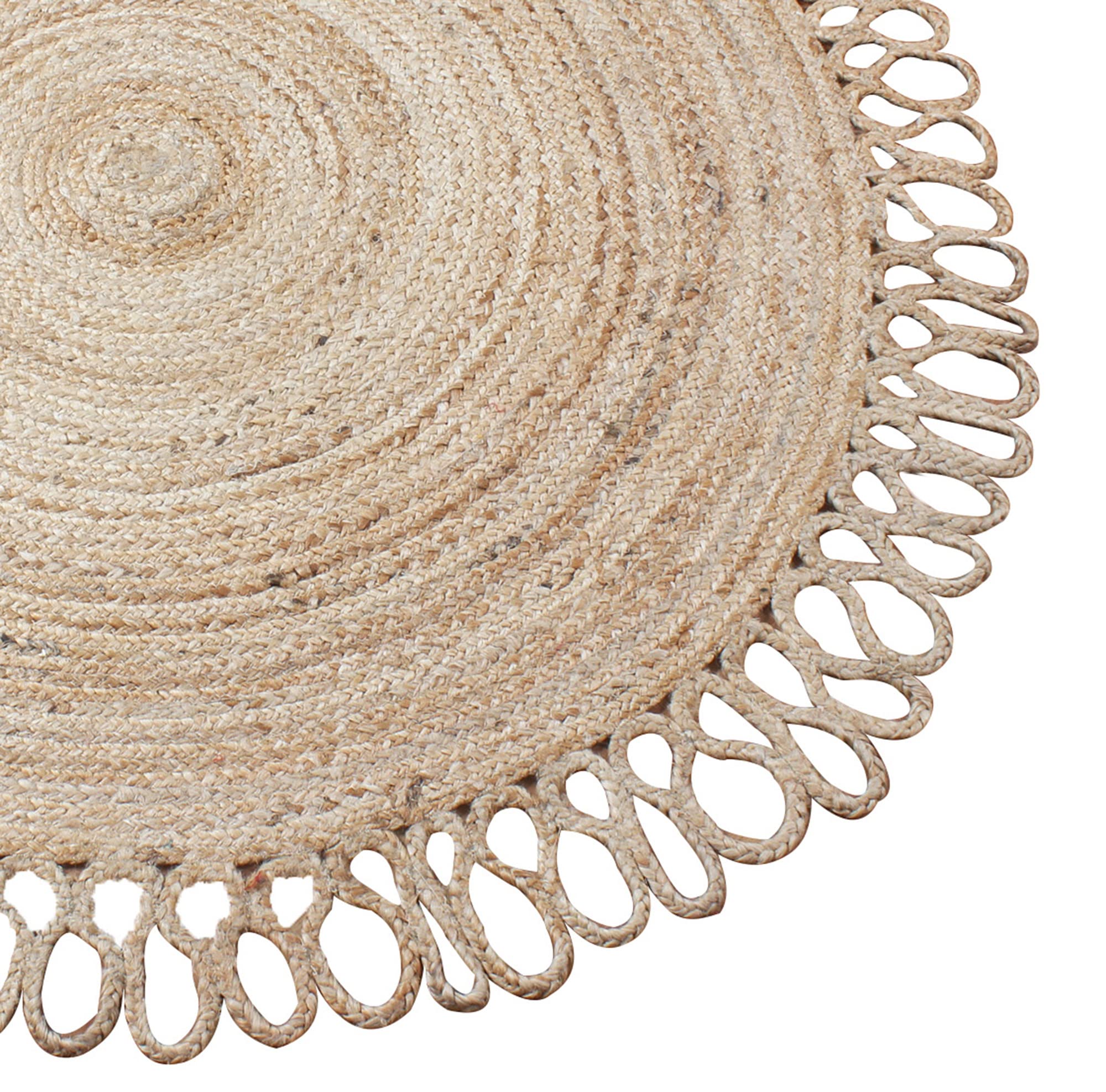 Rund Jute Teppich Handgemacht Jute Fläche Teppich Outdoor Fußmatten Bodenteppich Geflochten Kelim Jute Teppich Küche Wohnzimmer Teppich Gewebt 150 x 150 cm (5 x 5 Fuß im Quadrat)