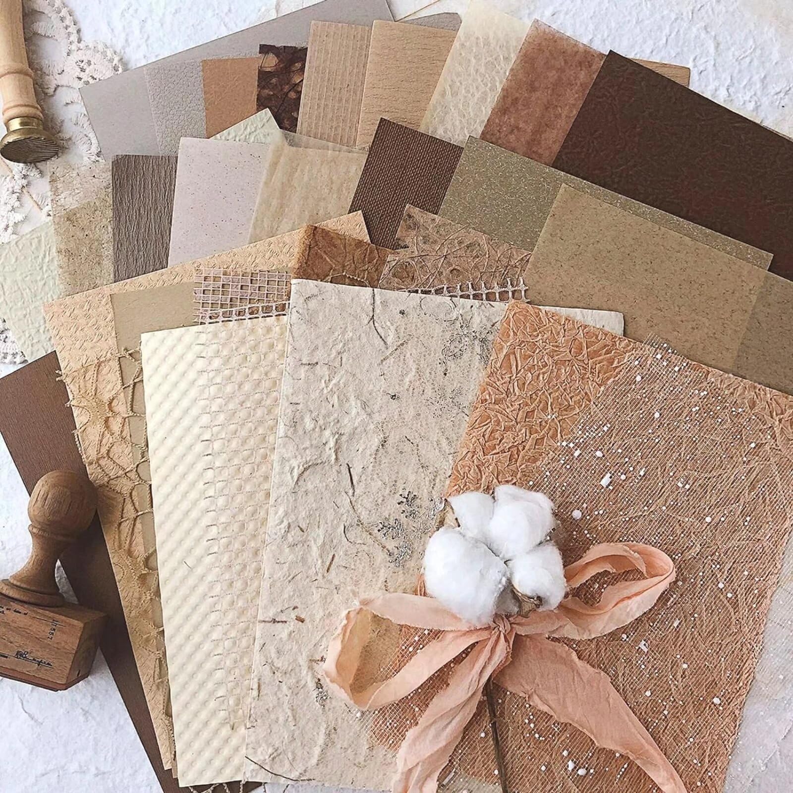 30Pcs Handmade Scrapbook Paper, Craft Textured Paper Morandi A5 Sheet Mesh Fabric Mulberry Special Paper, Mix for Scrapbooking Junk Journal, 5.8X8.2 In - C