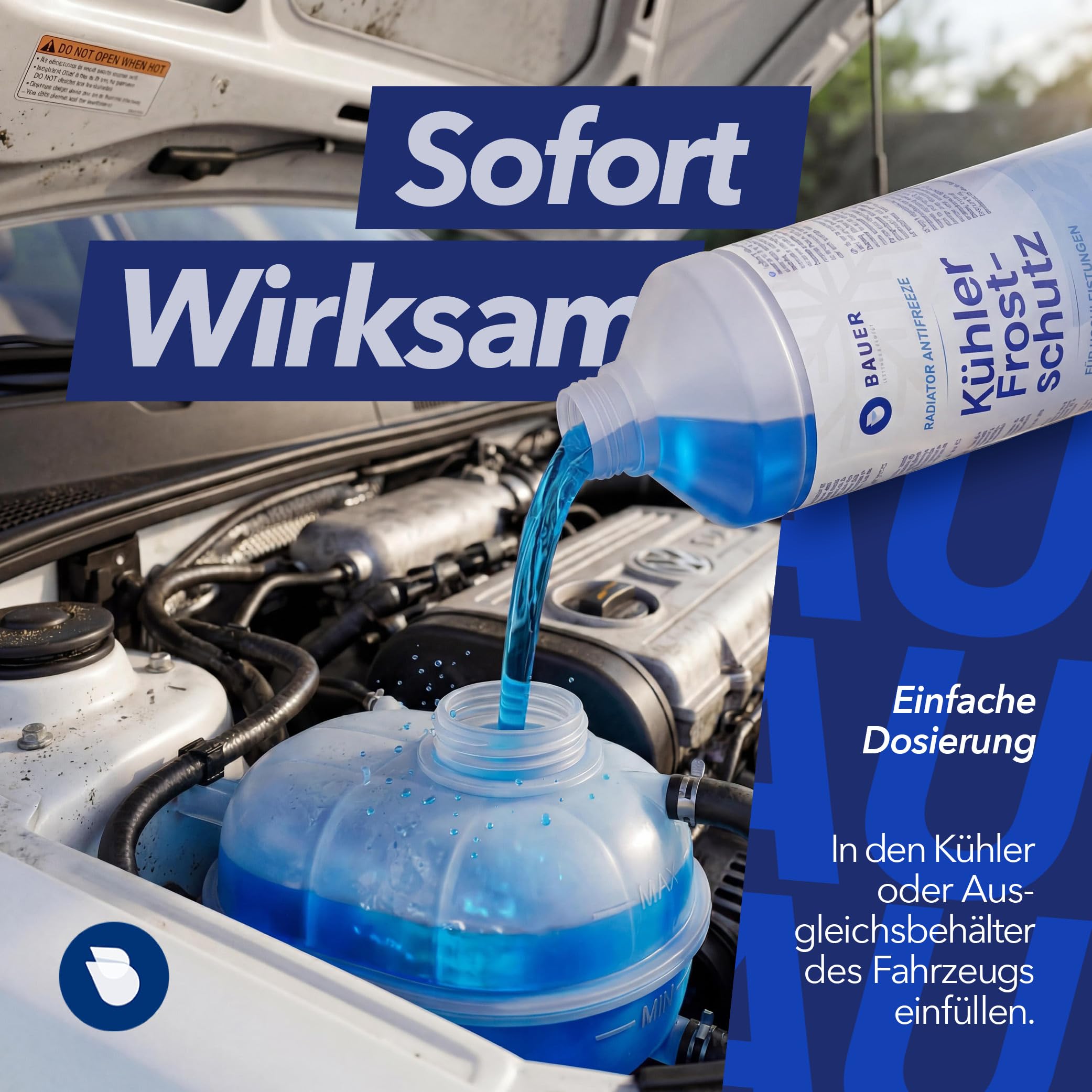 Bauer Blue Kühlerfrostschutz G11 Kühlmittel Blau Konzentrat – bis -38°C Frostschutz – Universal für Motor & Kühlsystem – Korrosionsschutz für Alu & Stahl – Ganzjahres Kühlerschutz – Made in Germany - 5