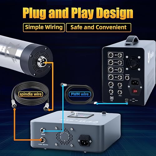 Miniatura 4 de FoxAlien Kit de motor de husillo CNC refrigerado por aire VFD de 1.5KW para máquina de enrutador CNC, husillo de 2.559 in de diámetro 24000 RPM para