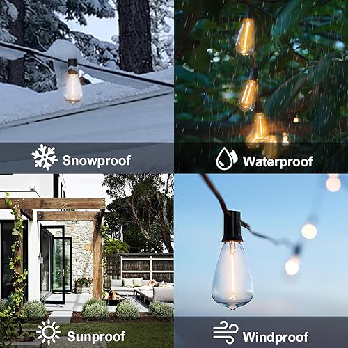 Miniatura 4 de Banord - Cadena de luces para exteriores 51 pies Negro, Solar