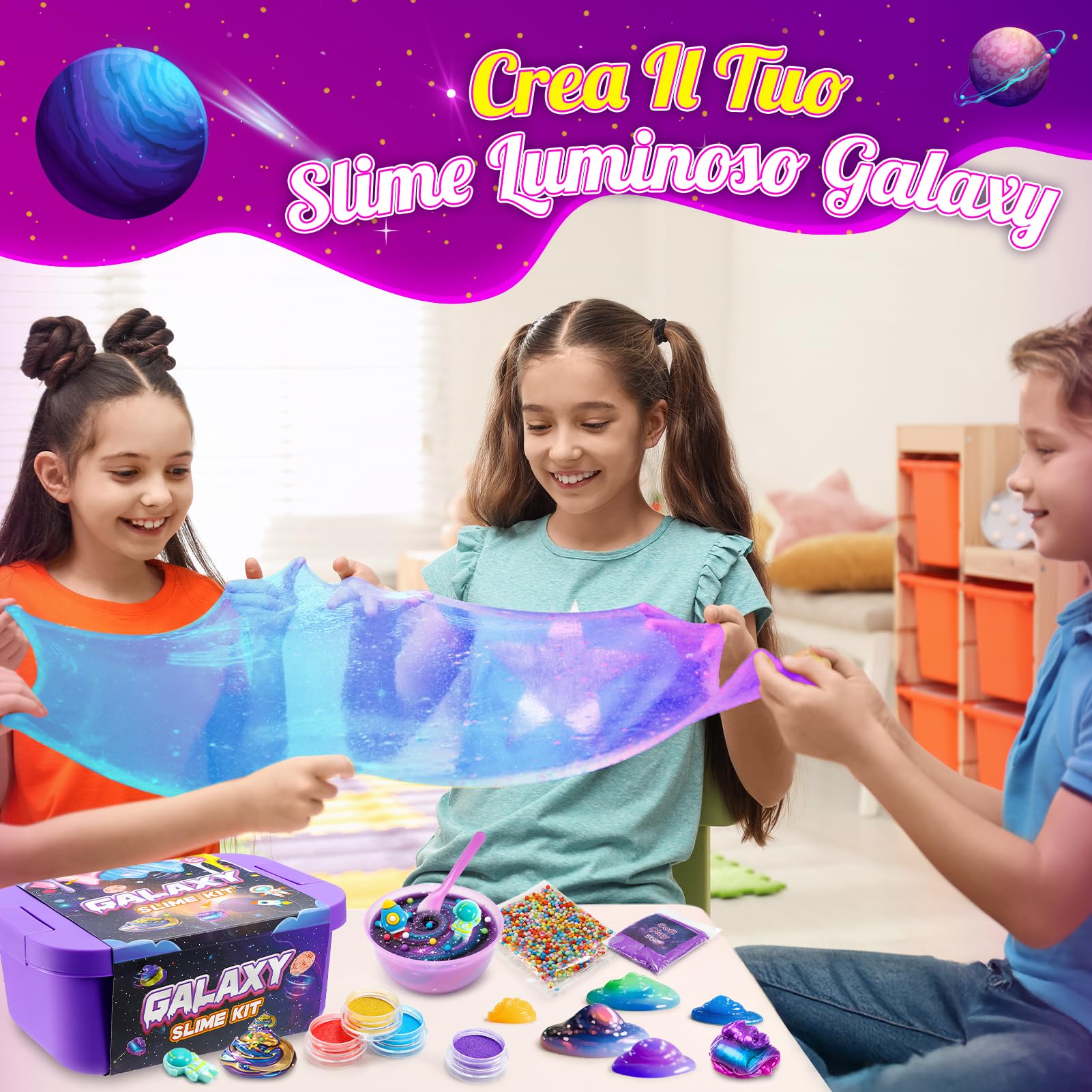 iKidiki Slime per Bambini, Giochi Bambina 6 7 8 9 10 11 12 Anni Femmina Galaxy Slime Fluffy Regalo Bimba 6-12 Anni Femmina Slime Kit Lavoretti Creativi per Bambini Giocattoli Bambina Bambino 6-12 Anni