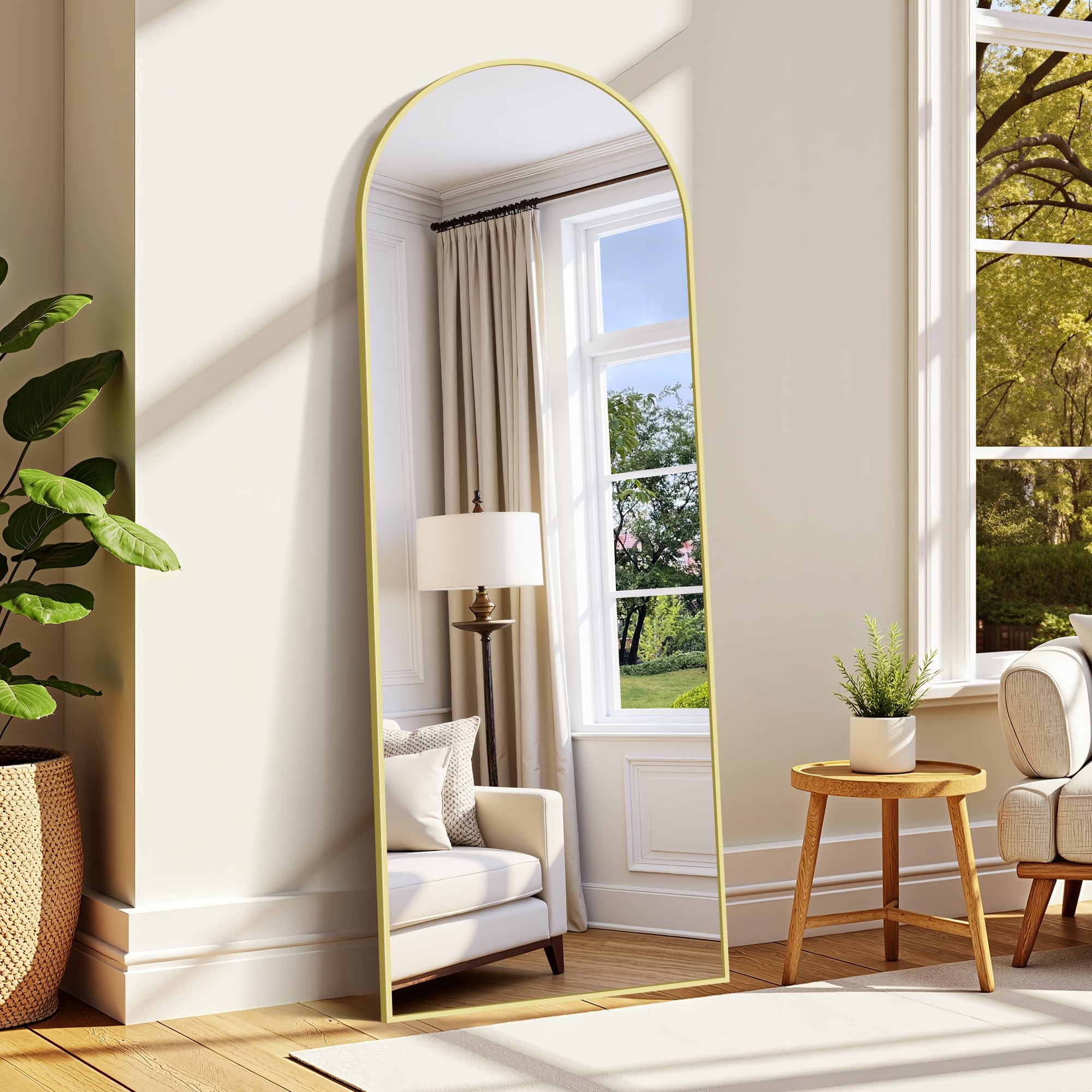 WOLIBEER Specchio a Figura Intera Grande 165 x 60 cm Con Cornice in Alluminio Dorato - da Parete o Terra per Camera da Letto, Ingresso, Corridoio