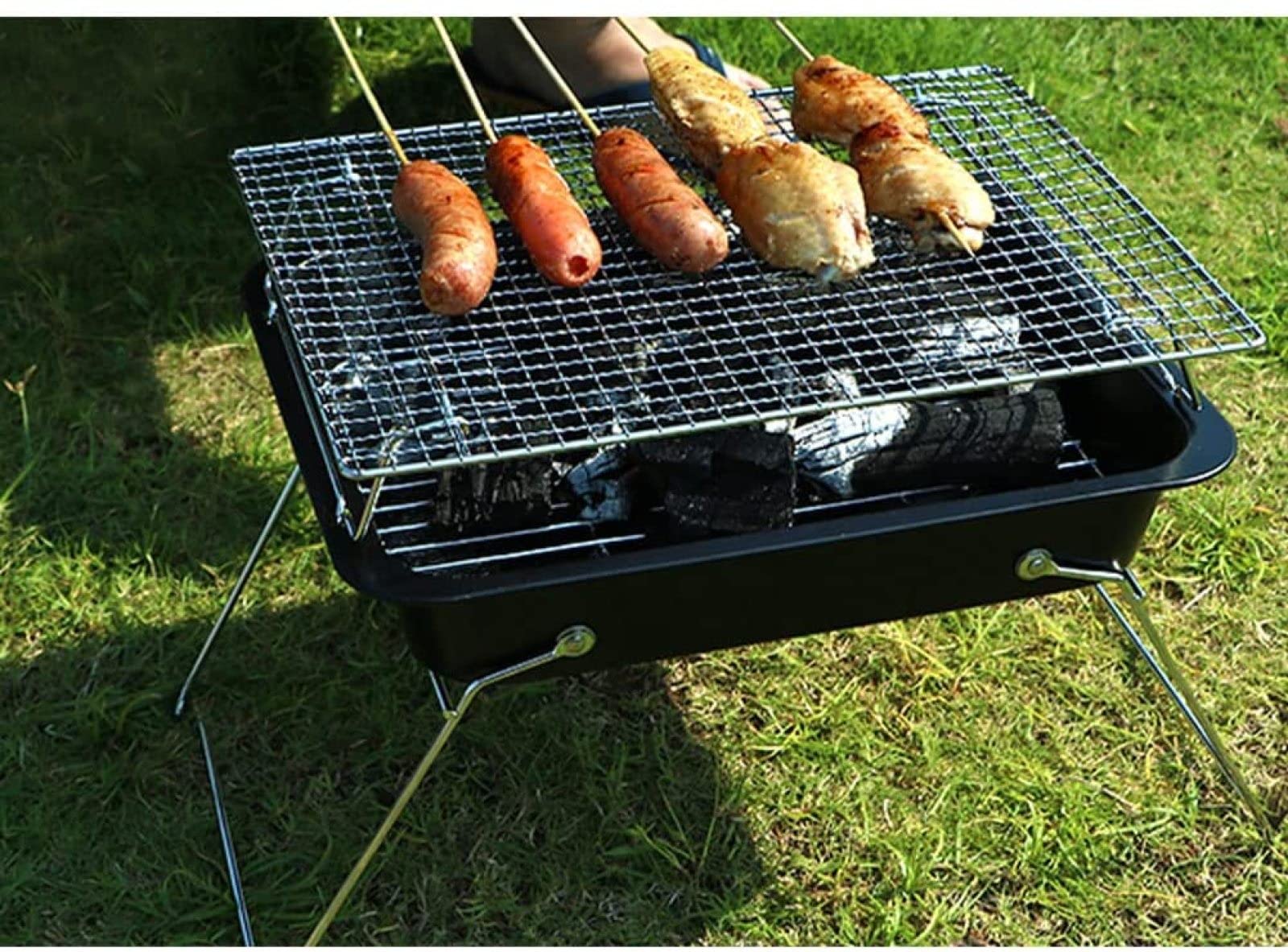 Griglia per Barbecue a Carbone piegata, Barbecue da Tavolo Portatile in Acciaio Inox Griglia per Fumatori per Picnic all'aperto, Patio, Cortile, Campeggio, Cucina, Feste in Spiaggia