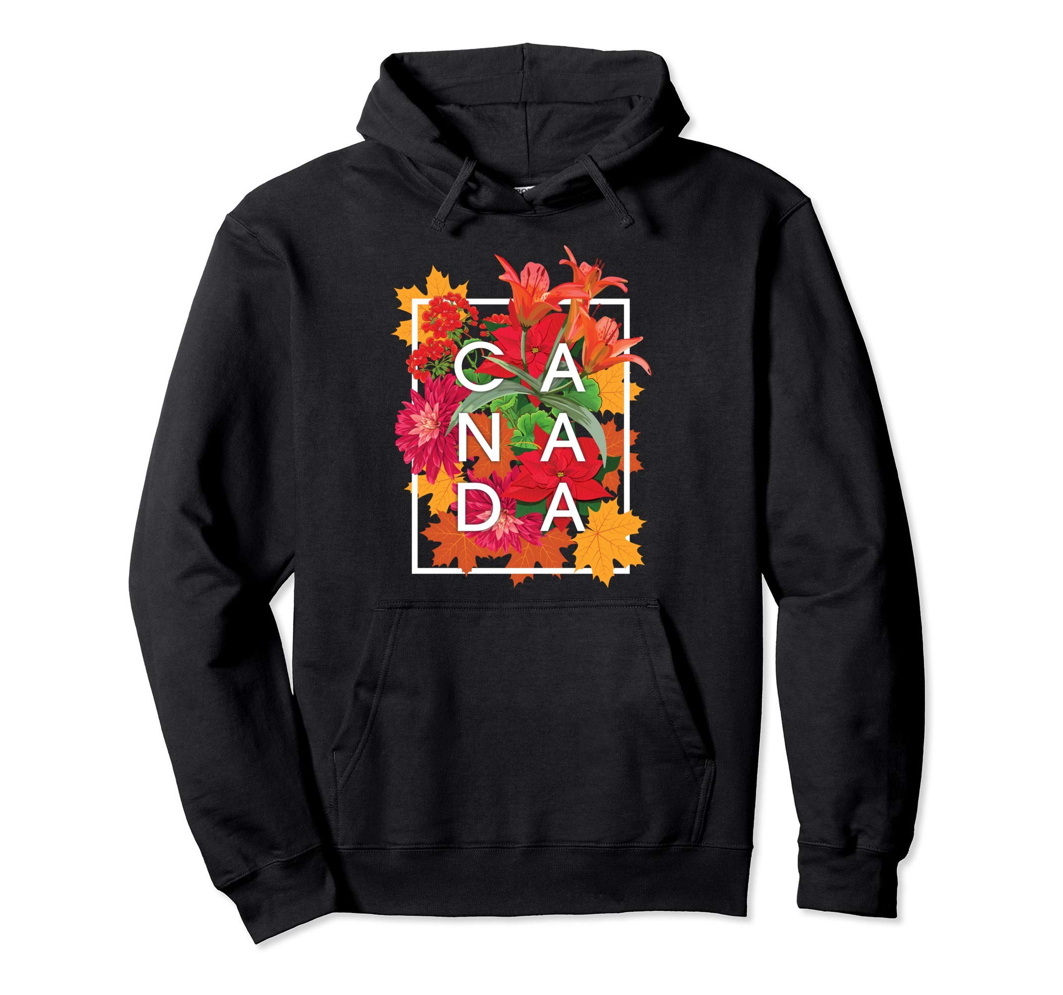 Flowers of Canada Word Art - Canadian Pride Pullover Hoodie