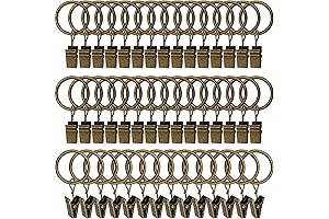 44 Pack Curtain Rings w/ Bronze Clips - Easy Hanging Solution