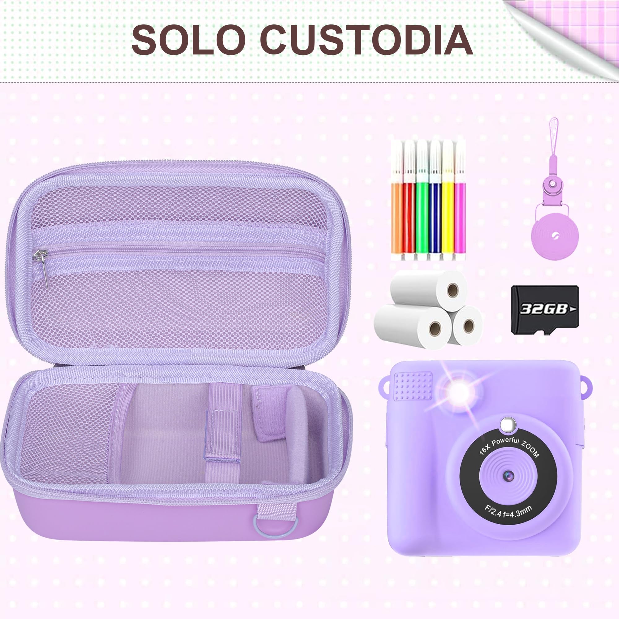 Leayjeen Custodia per Macchina Fotografica Istantanea per Bambini, Compatibile con CAMCLID/TIATUA/Gofunly/uleway e Carta da Stampa, Compleanno per bambini (solo custodia) Viola