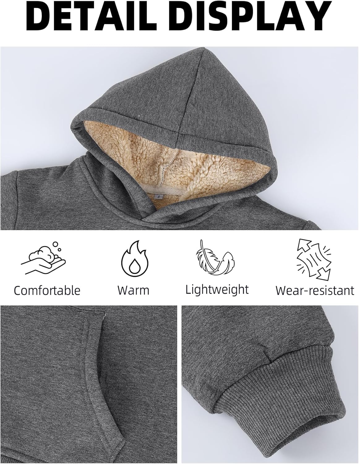 Girls Hoodie Kids Sherpa Lined Sweatshirt Warm Fleece Pullover Winter Cozy Hoodies - Image 6