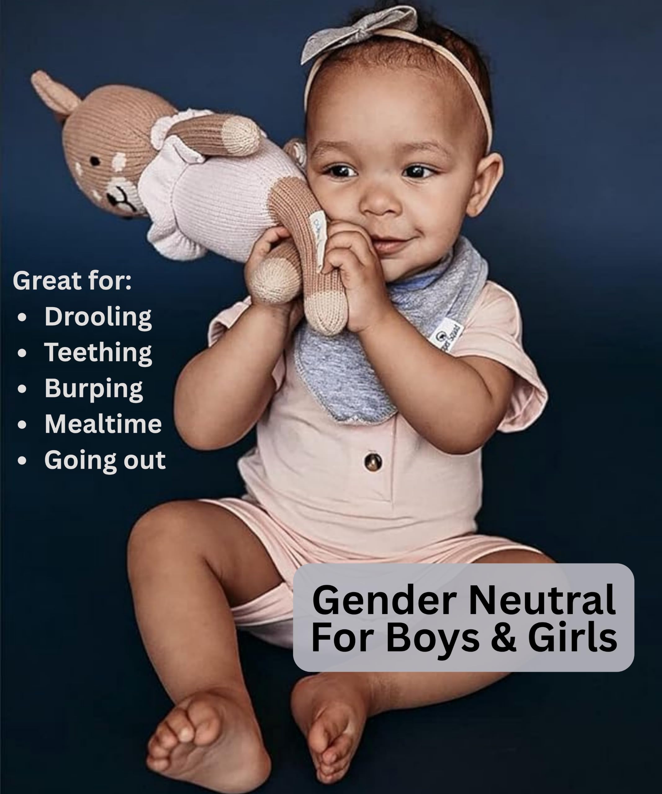 Diaper Squad 100% algodón orgánico neutro sólido paquete de 10 baberos para bebé baberos para niños y niñas, colores lisos
