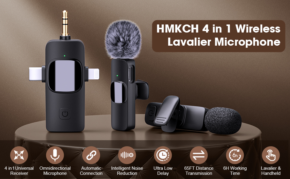 Microfono Lavalier Wireless Per IPhone/Android – Plug-and-play, Riduzione Rumore E Riverbero, Per Vlog E Interviste