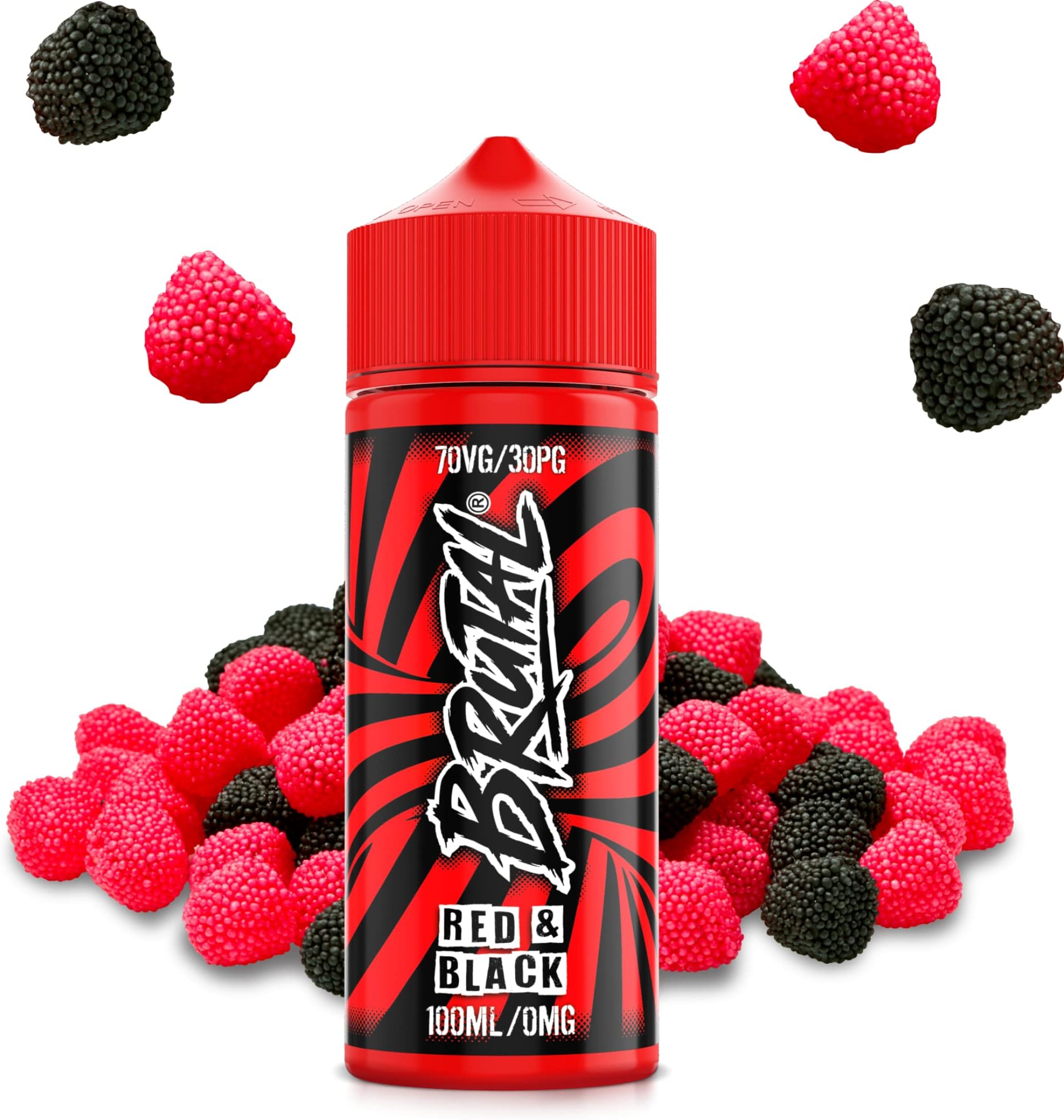 BRUTAL 70/30 Vape Liquid - 100ml 0mg Red & Black Flavour Vape Juice, No Nicotine E liquid for E-Cigarette, Nic Free Eliquid, Vaping Liquids, 70VG 30PG VG E-Liquid
